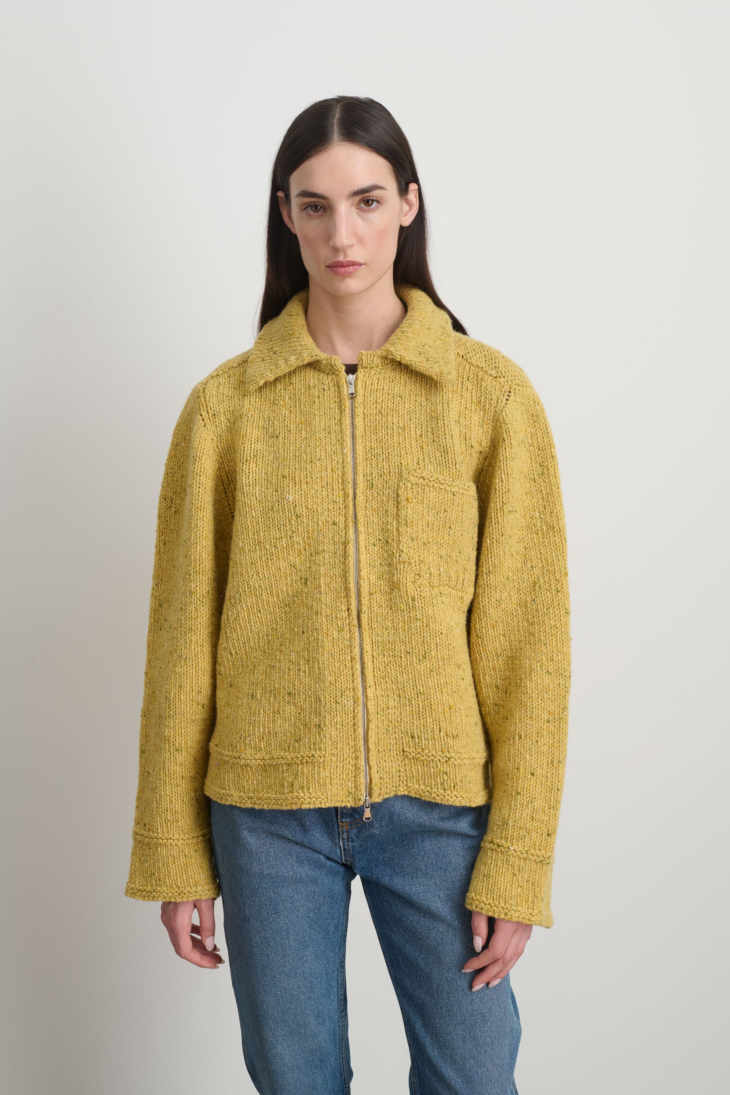 Zip Knit Jacket Marigold Donegal – B Sides Jeans