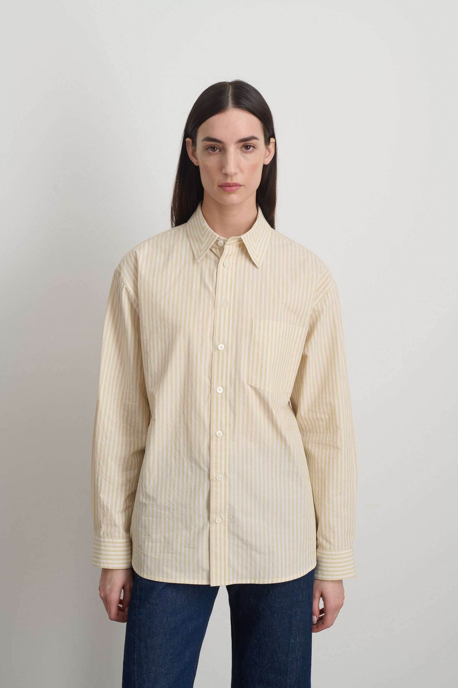 Nolan Shirt Yellow Stripe - Women | B SIDES – B Sides Jeans