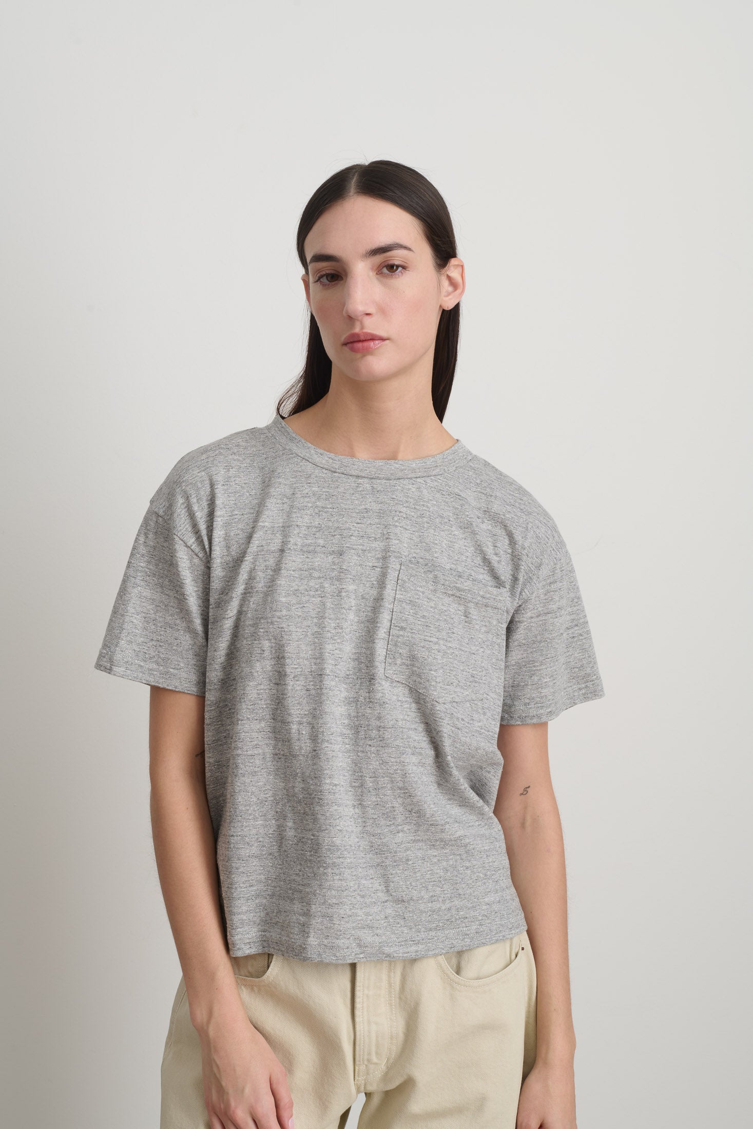 B Sides Atlas Pocket Tee Heather Grey - Women | B SIDES – B Sides