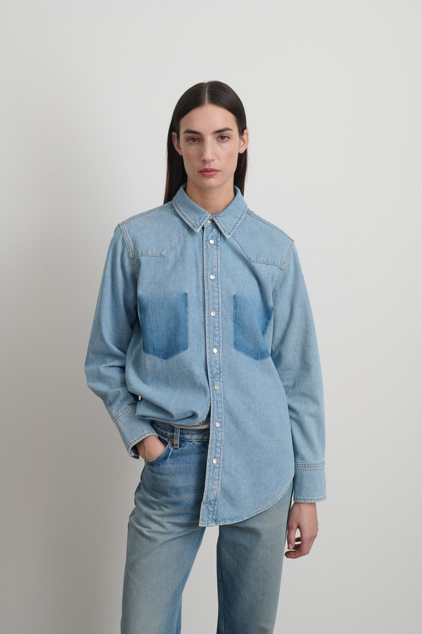 B Sides Jeans Liv Western Shirt Park Wash S