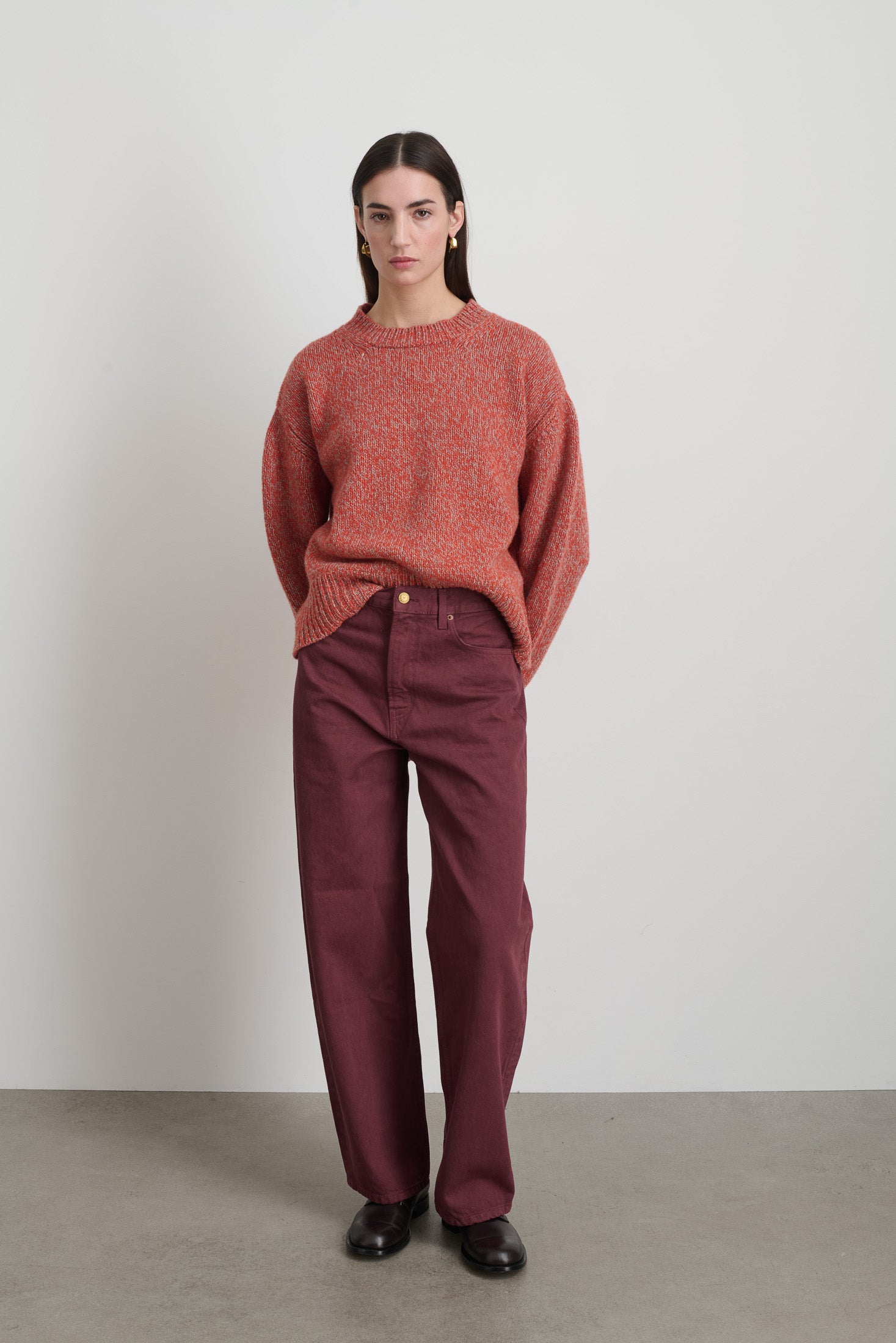 Leroy Mid Relaxed Bow Burgundy Overdye