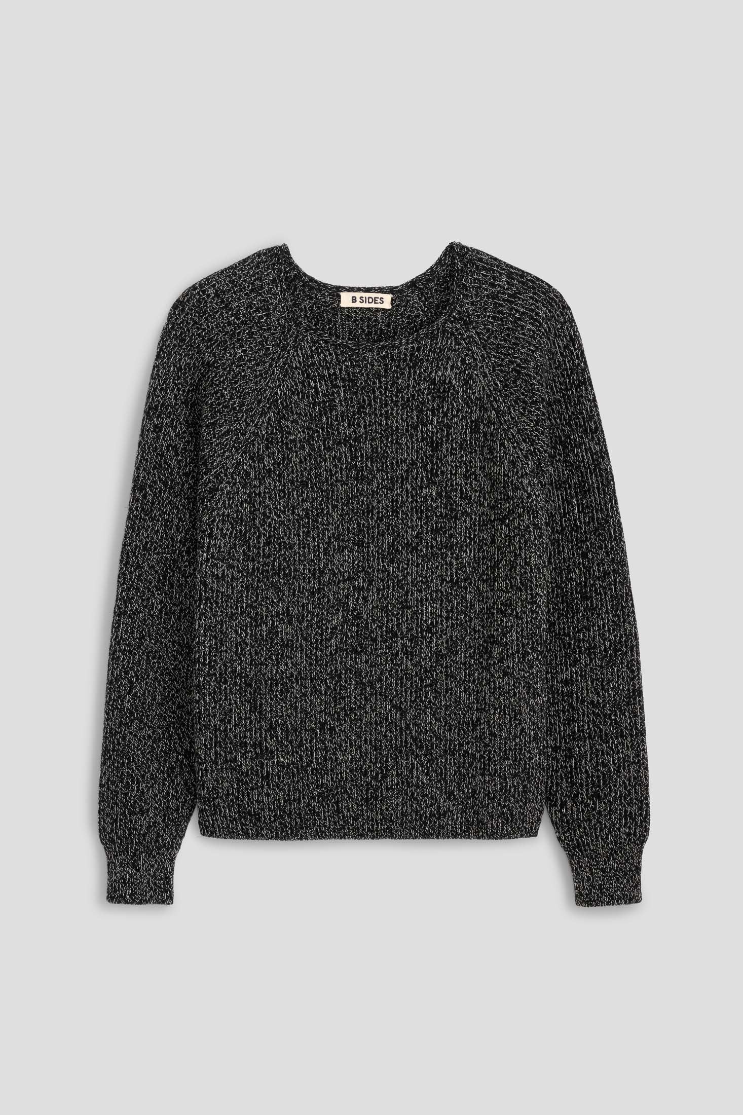 Roll Neck Shaker Stitch Pullover Black / White