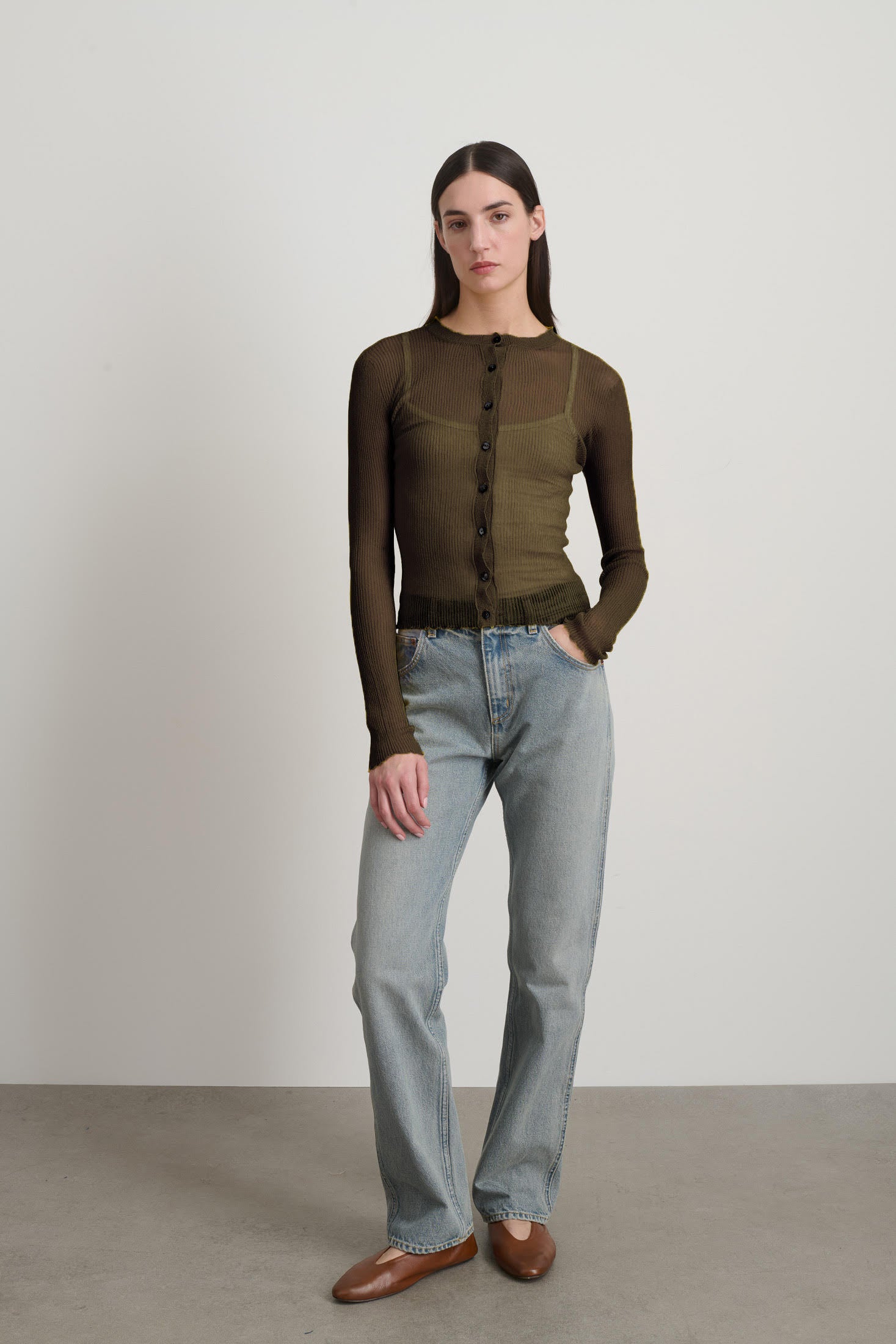 Sheer Cardigan Olive - Women | B SIDES – B Sides Jeans