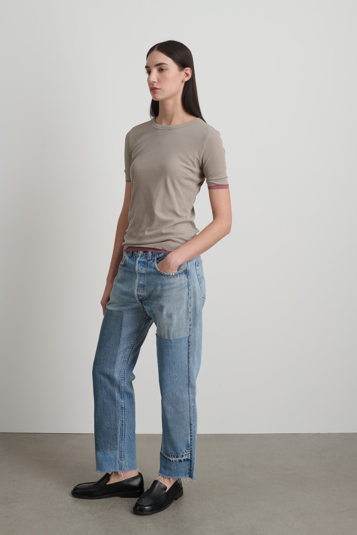 Double Tee Dove Grey / Pink