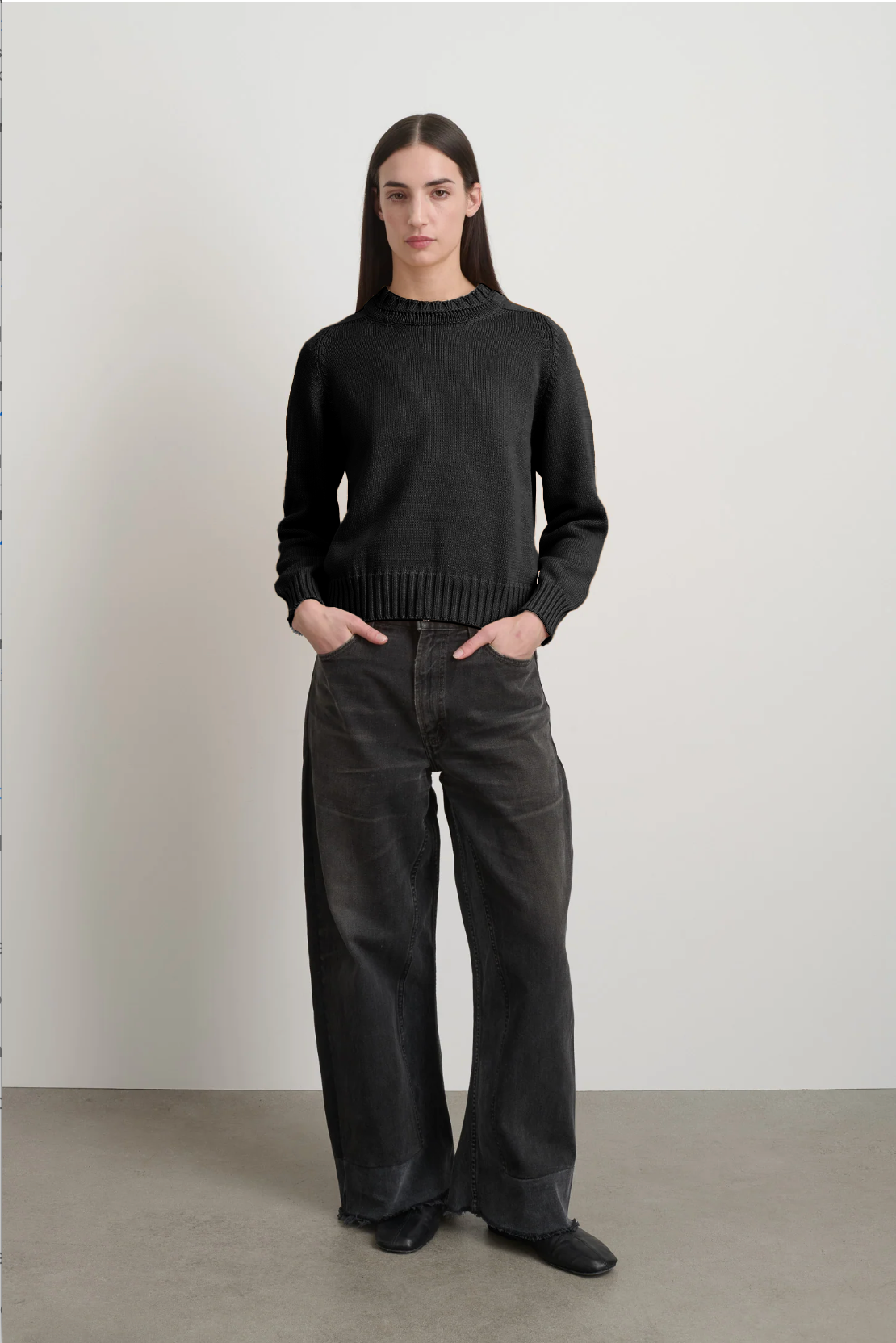 Basket Weave Crewneck Black