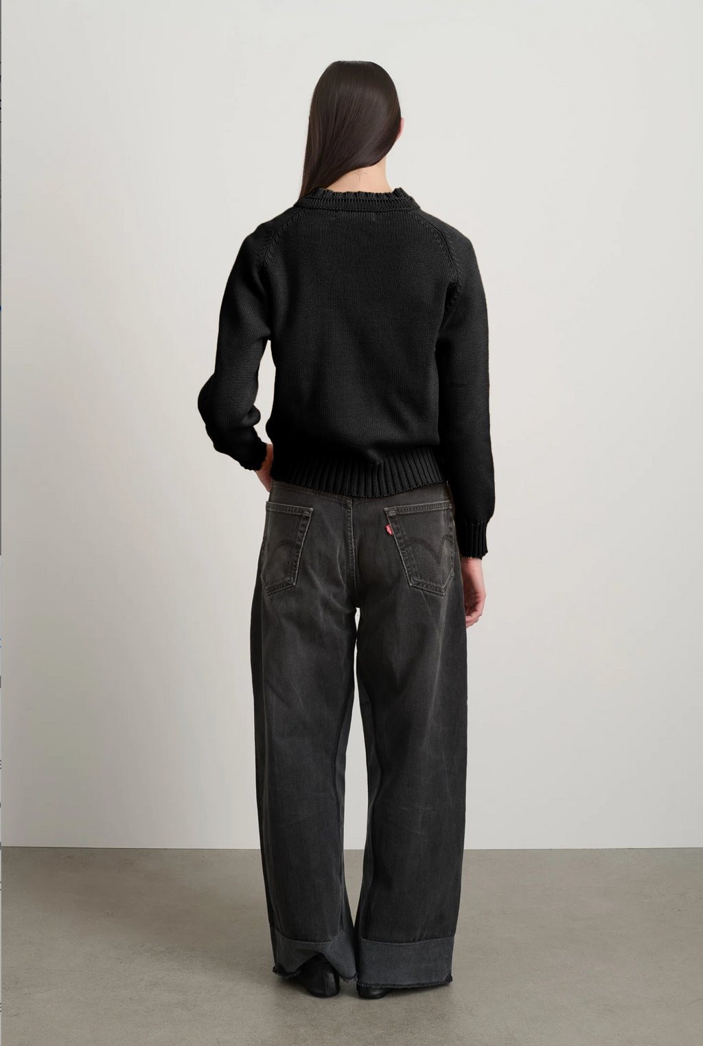 Basket Weave Crewneck Black