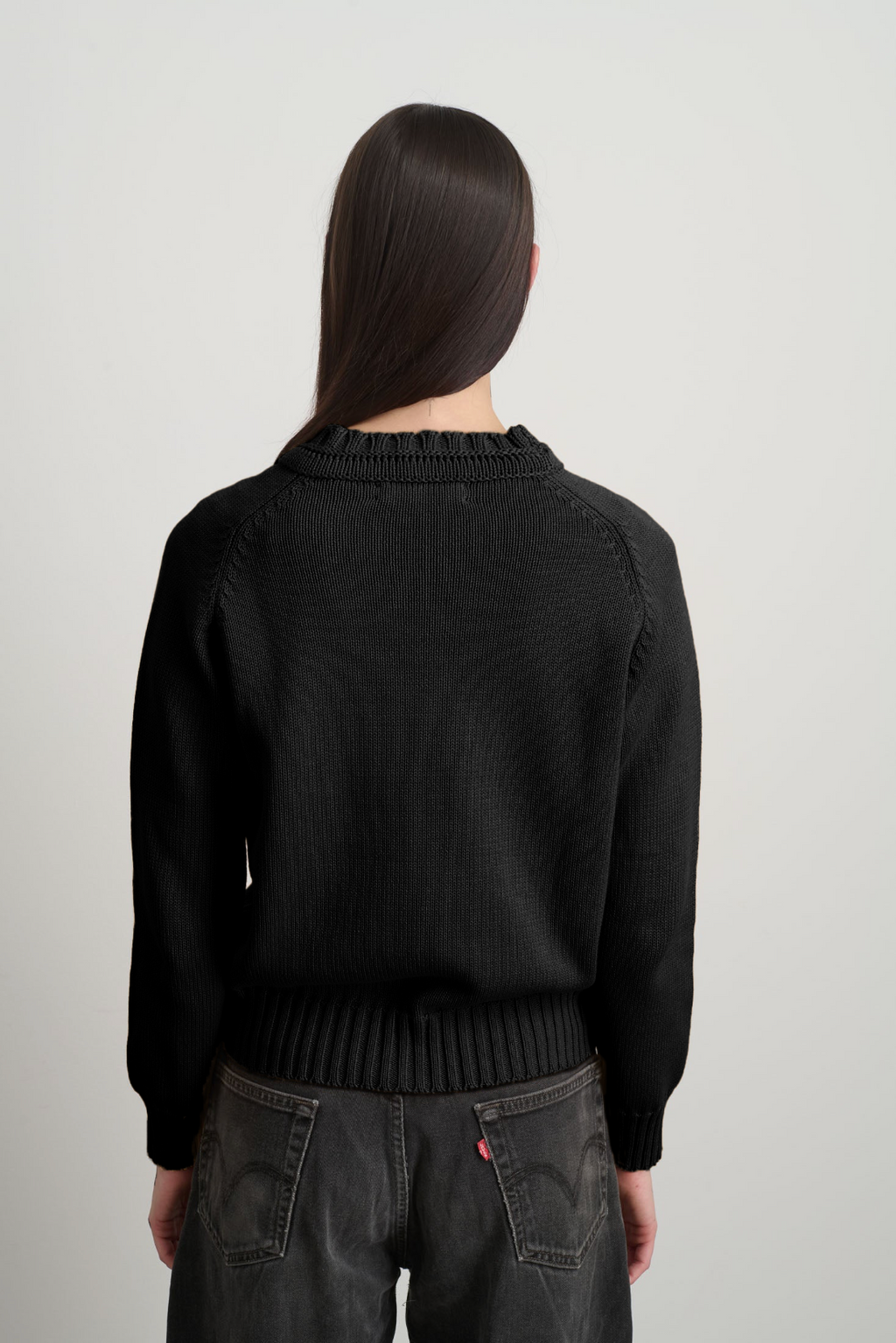 Basket Weave Crewneck Black