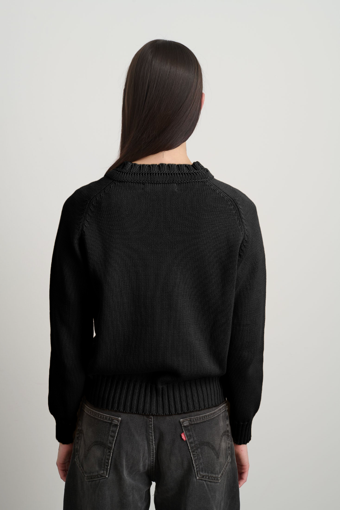Basket Weave Crewneck Black