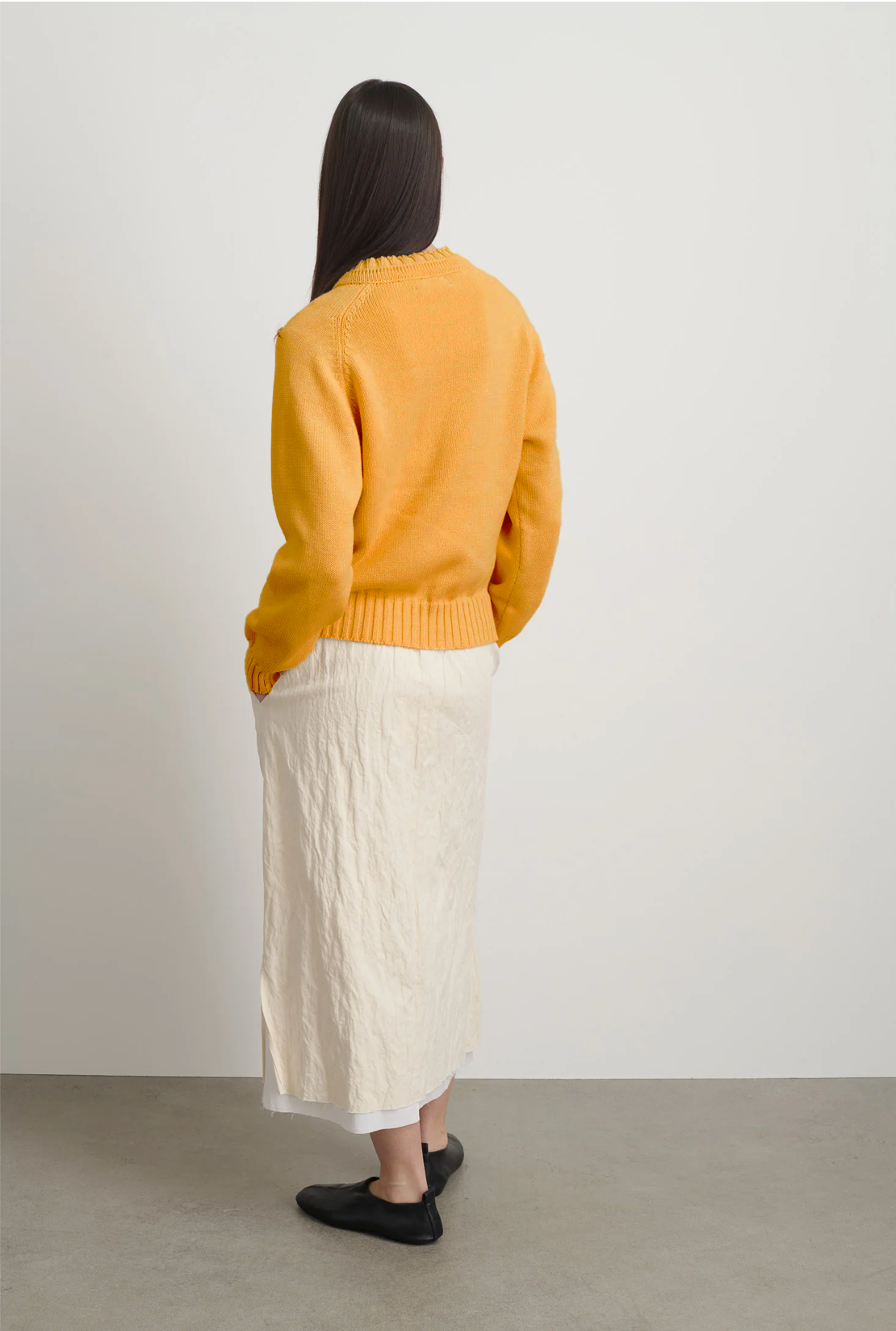 Basket Weave Crewneck Mango