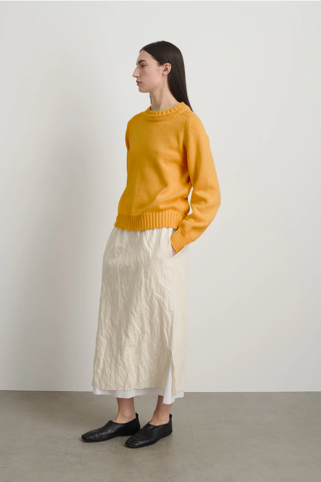 Basket Weave Crewneck Mango