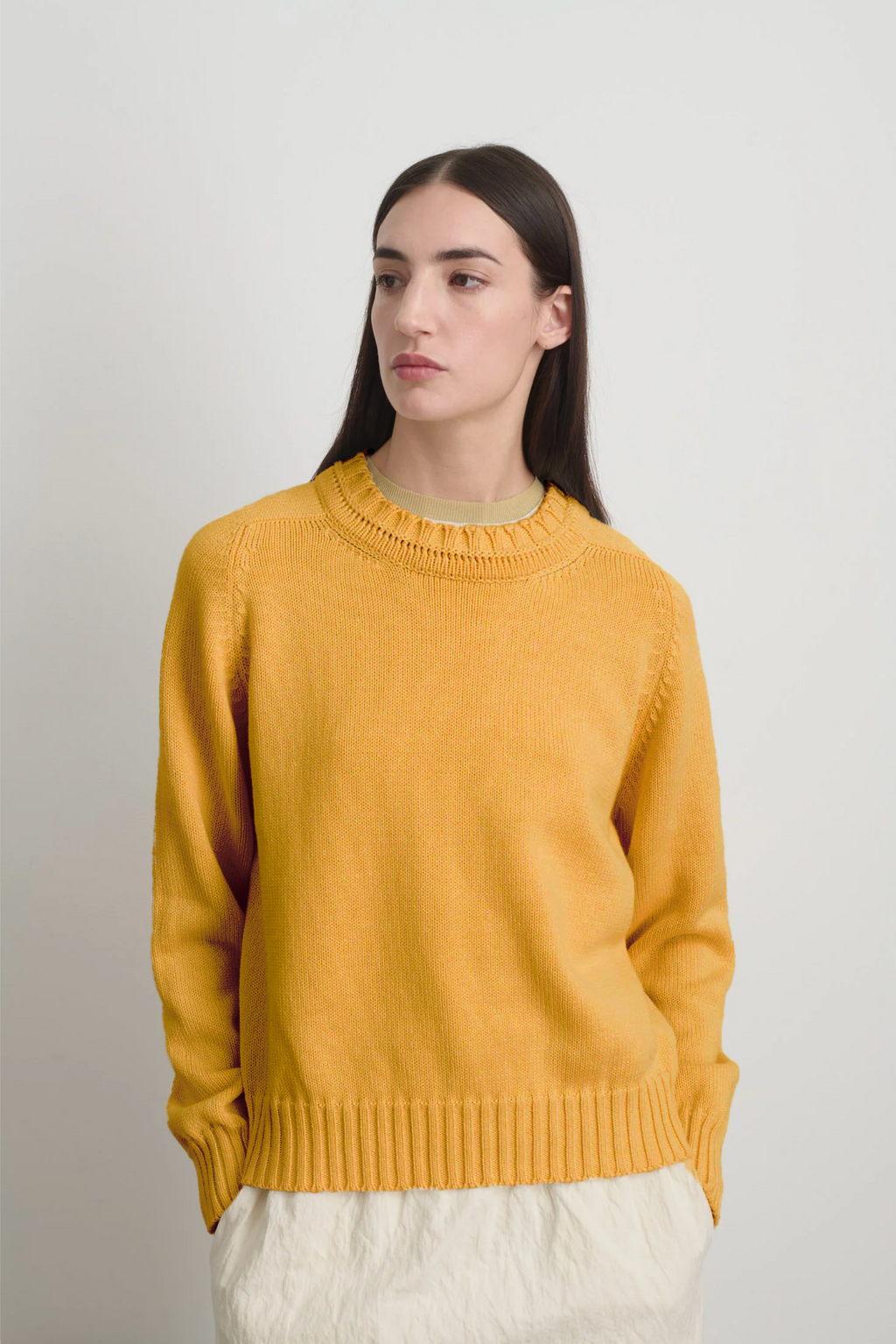 Basket Weave Crewneck Mango