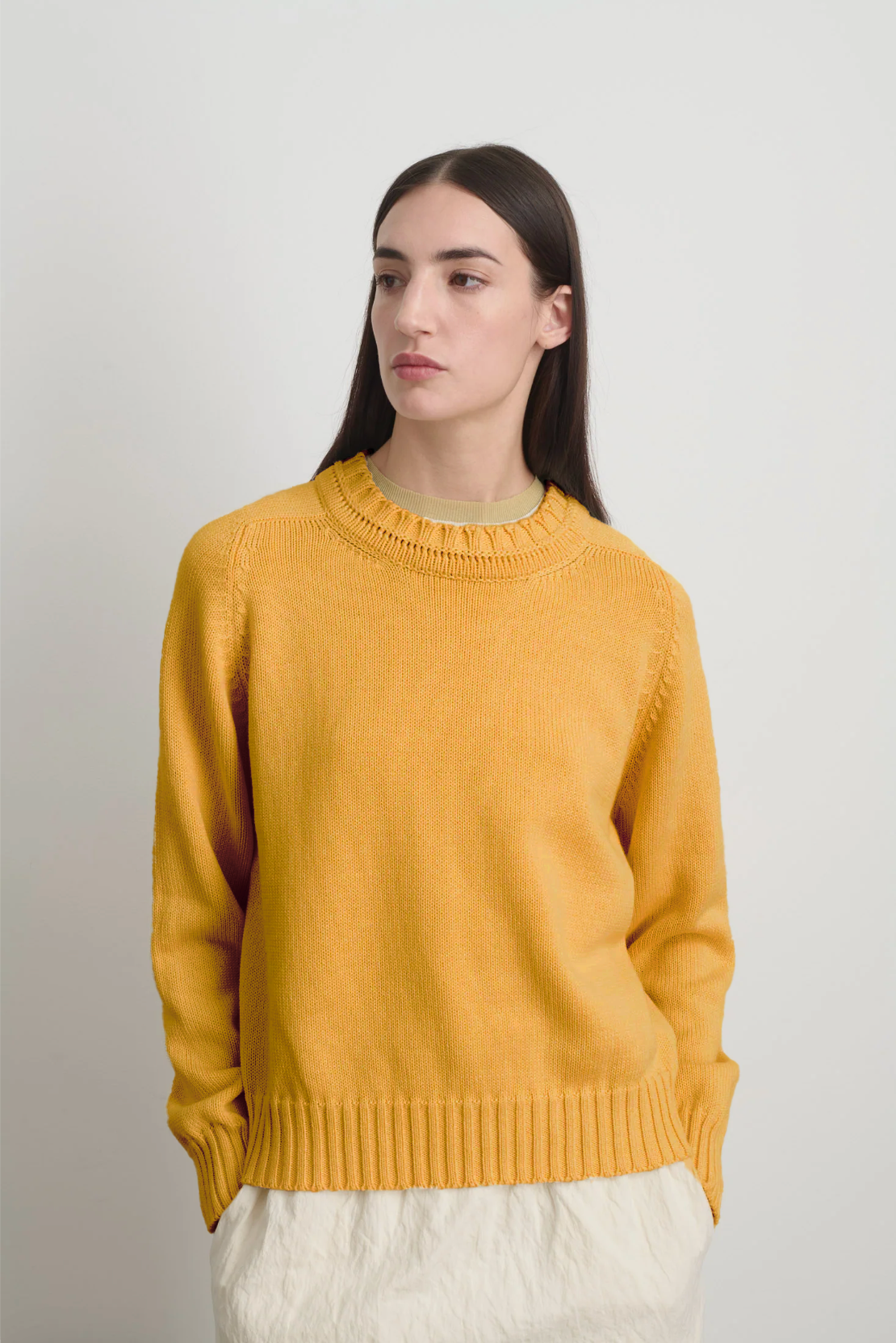 Basket Weave Crewneck Mango