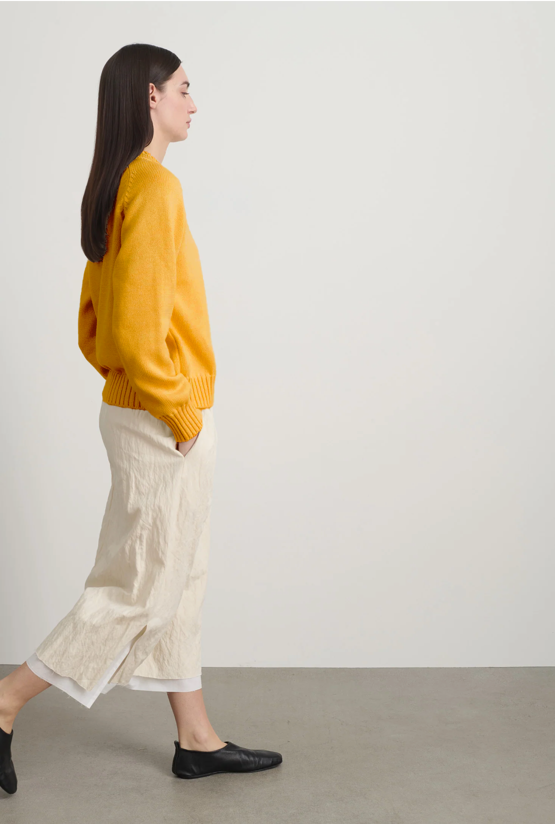 Basket Weave Crewneck Mango