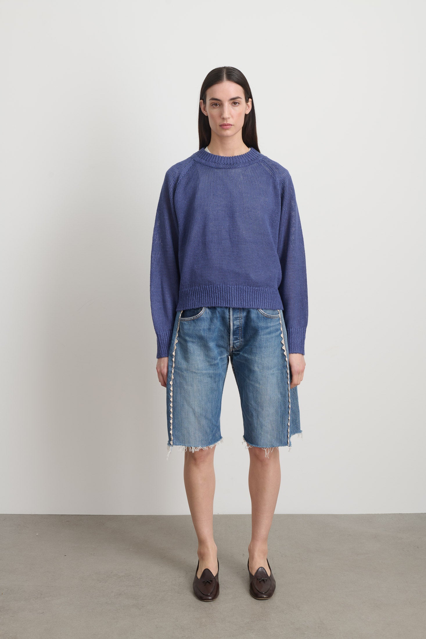 Vintage Lasso Jean Short Classic Faded Indigo Hand Tatted Lace