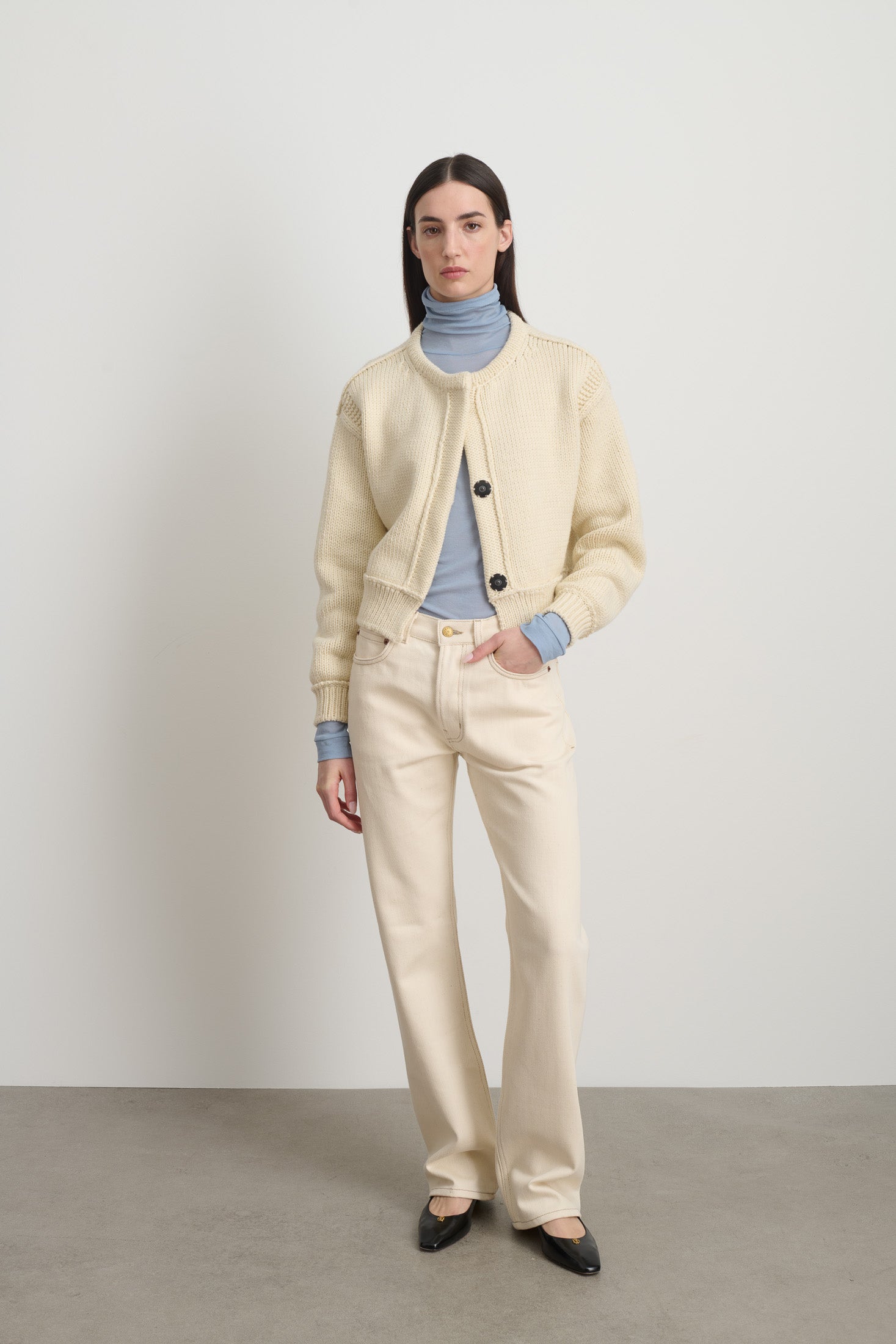 Warren Cardigan Ivory Wool