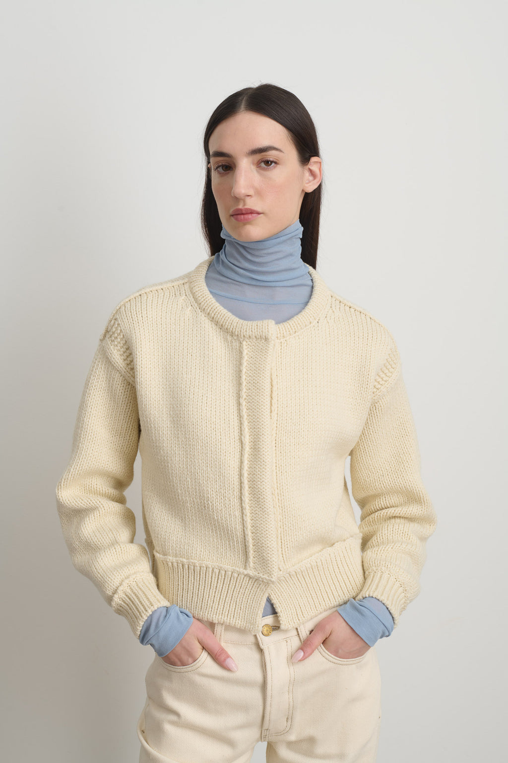Warren Cardigan Ivory Wool