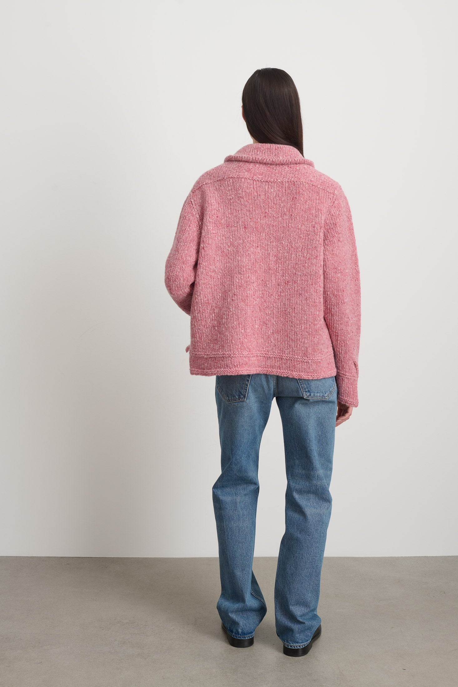 Zip Knit Jacket Cameo Pink Donegal