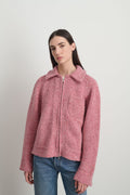 Zip Knit Jacket Cameo Pink Donegal