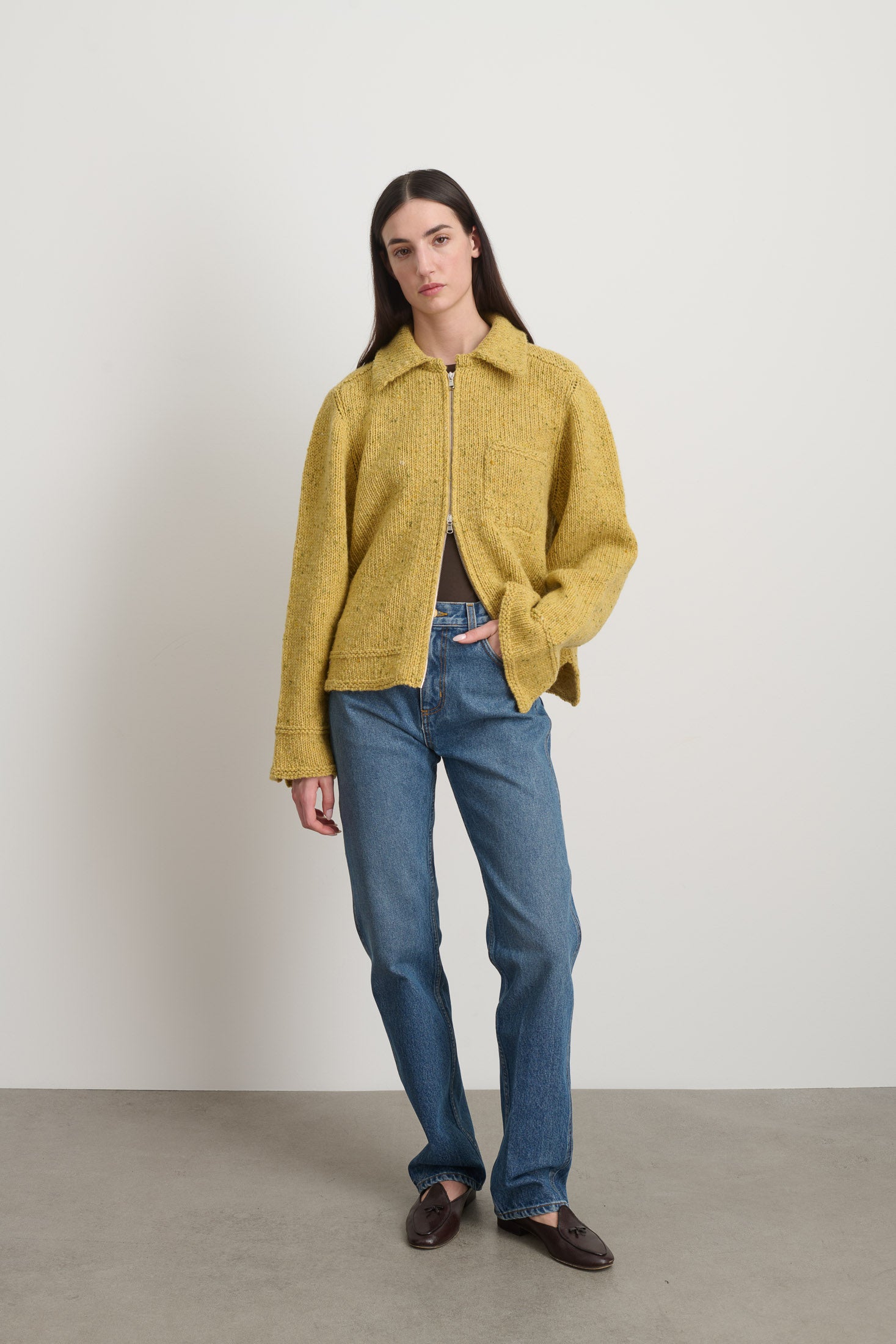 Zip Knit Jacket Marigold Donegal