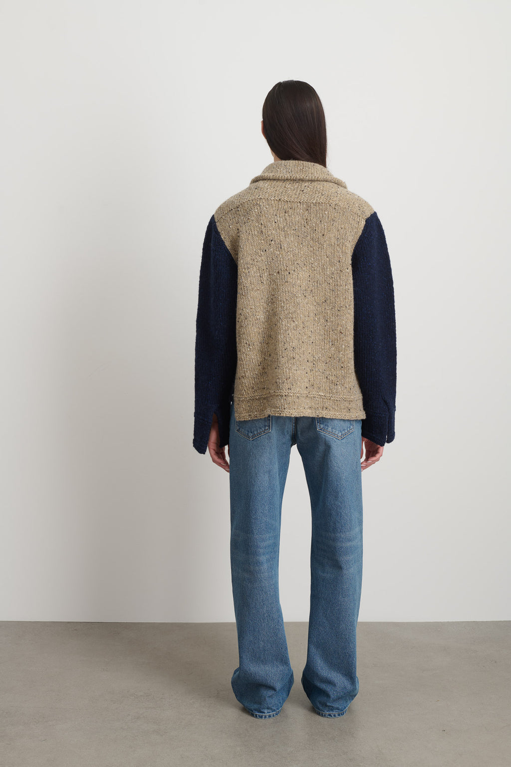 Zip Knit Jacket Marine Sand Donegal