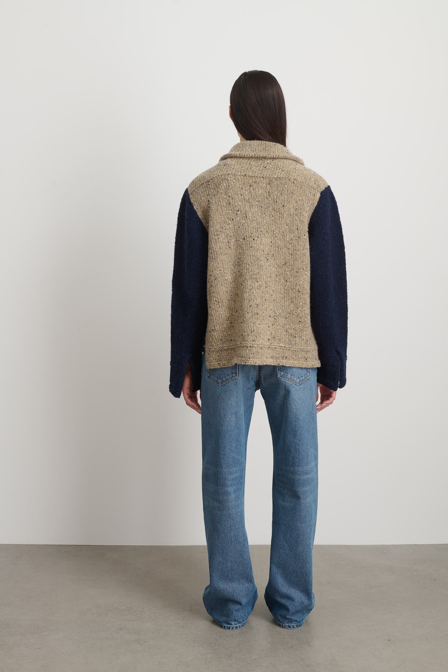 Zip Knit Jacket Marine Sand Donegal