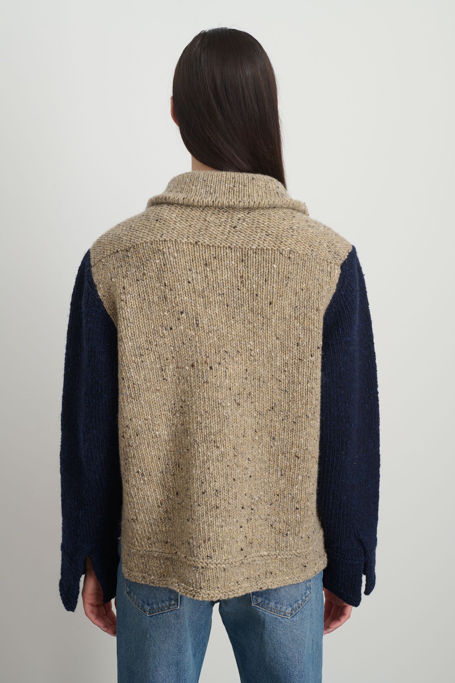 Zip Knit Jacket Marine Sand Donegal