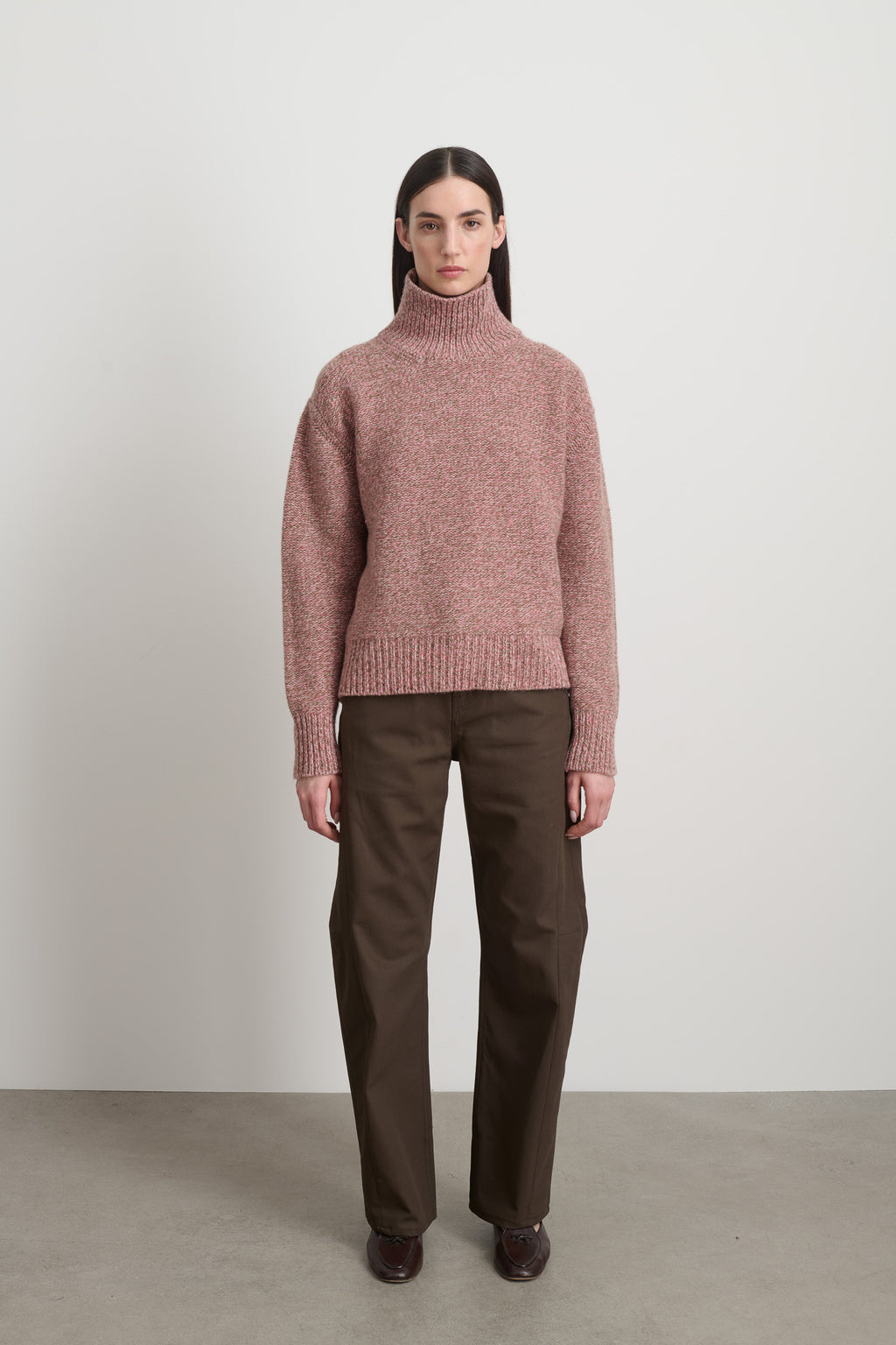 Indie Turtleneck Pink Drab Lambswool