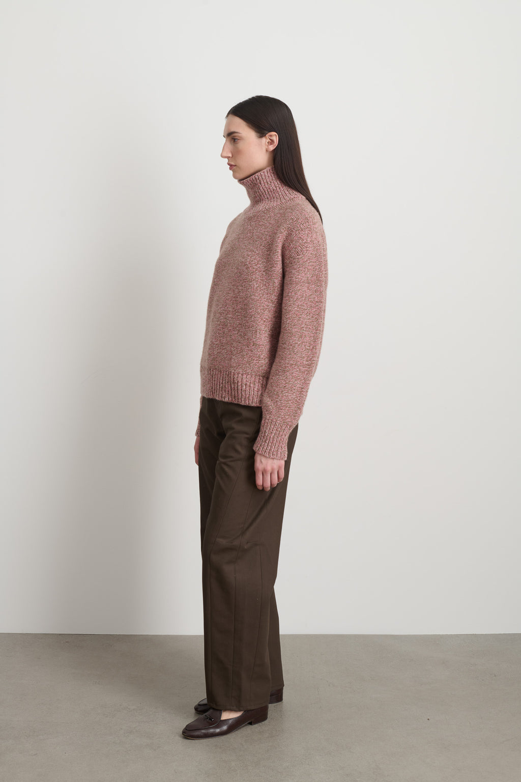 Indie Turtleneck Pink Drab Lambswool