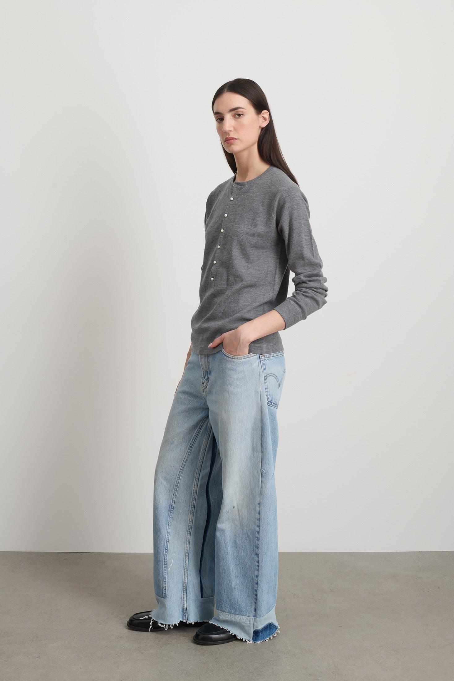 Moore Henley Heather Grey Super Fine Merino