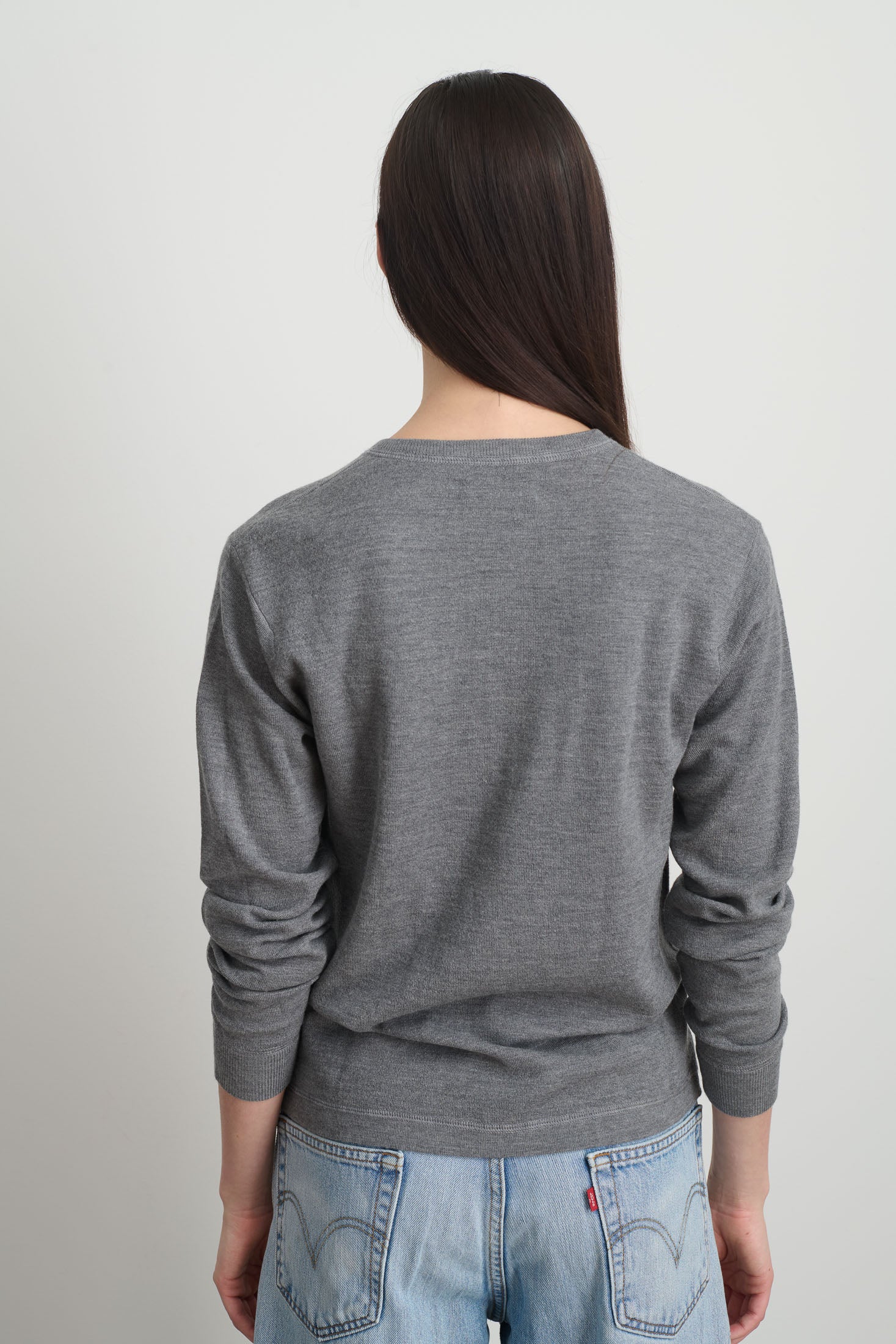 Moore Henley Heather Grey Super Fine Merino