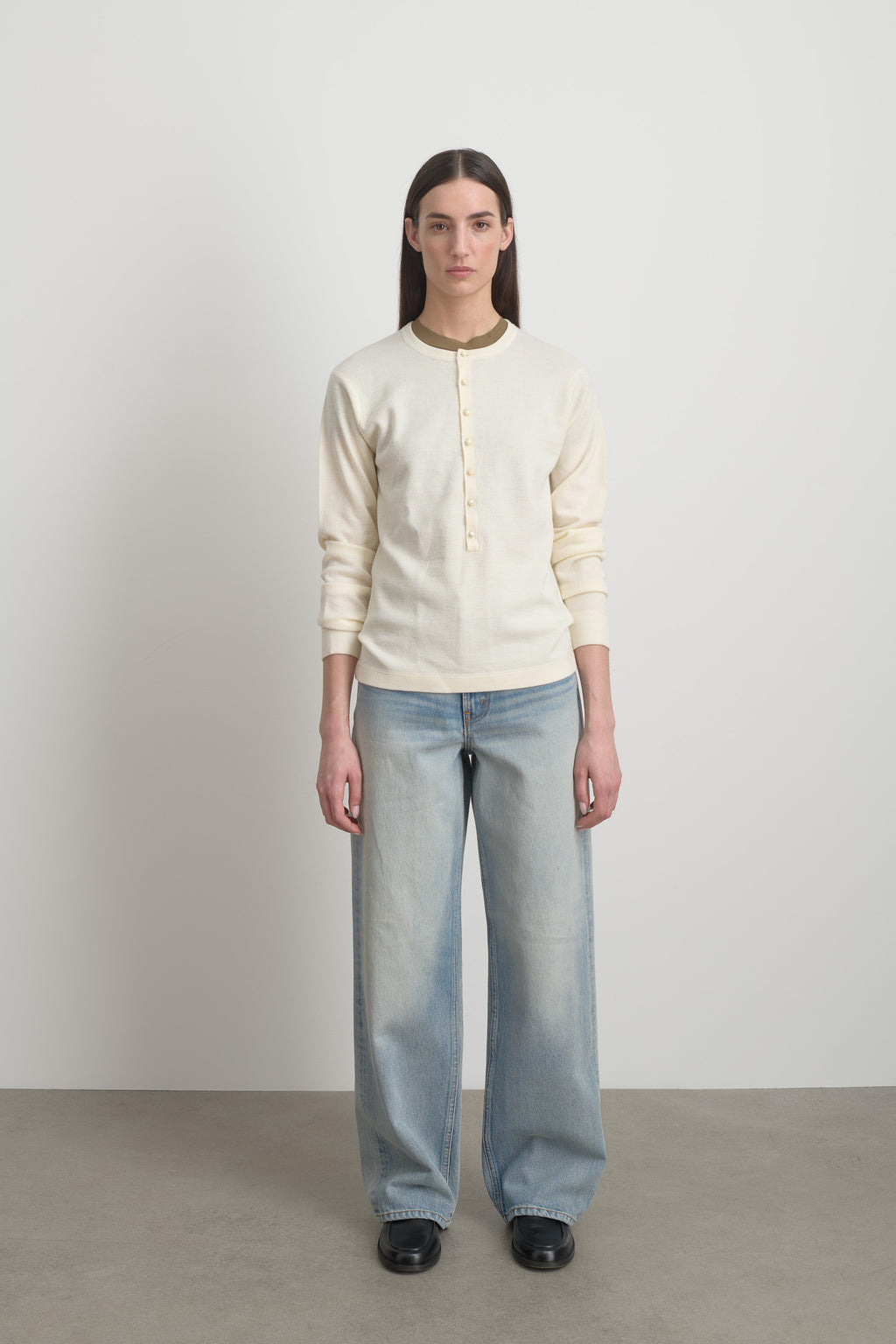 Moore Henley Cream Superfine Merino