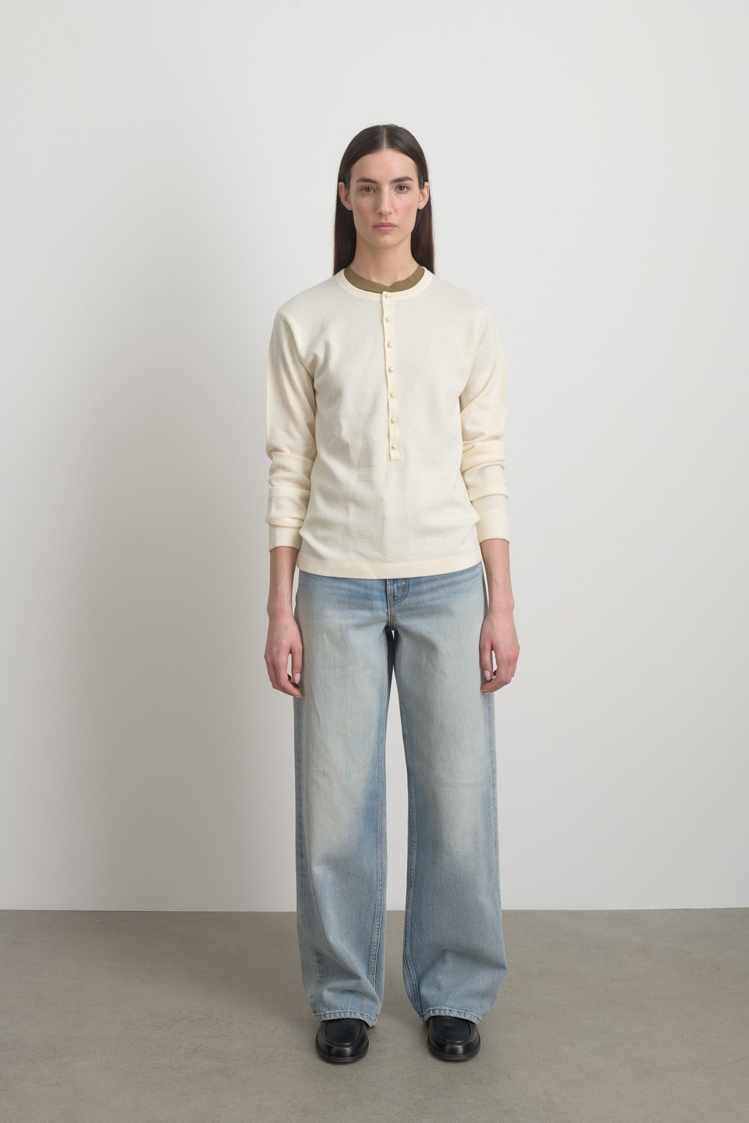 Moore Henley Cream Superfine Merino