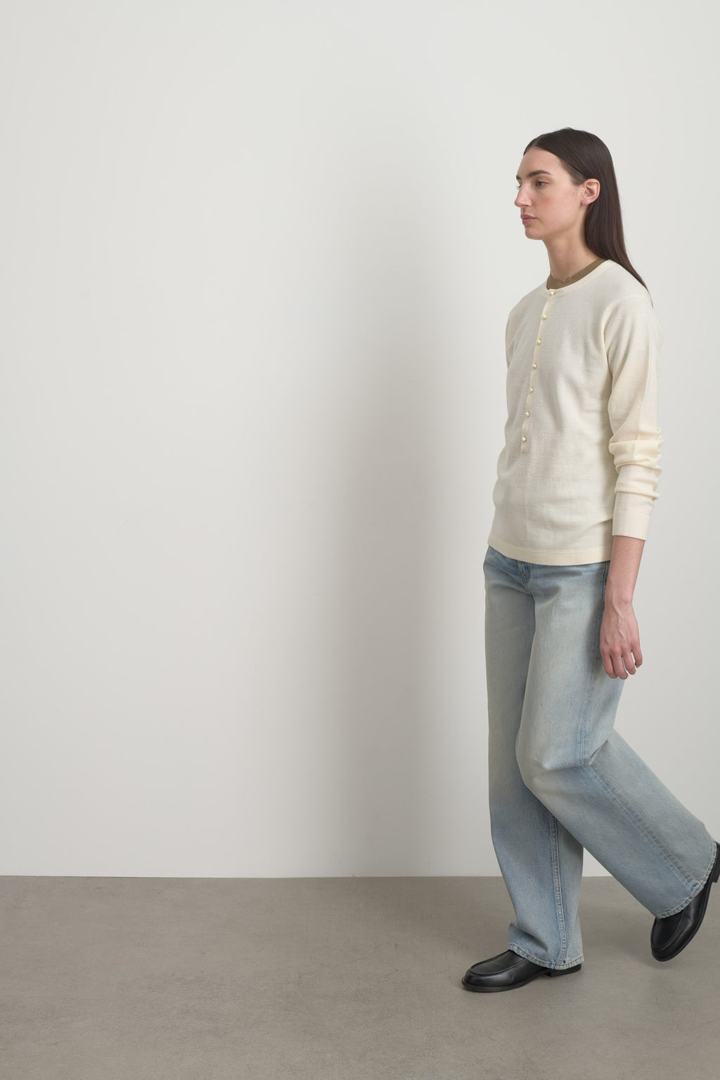 Moore Henley Cream Superfine Merino