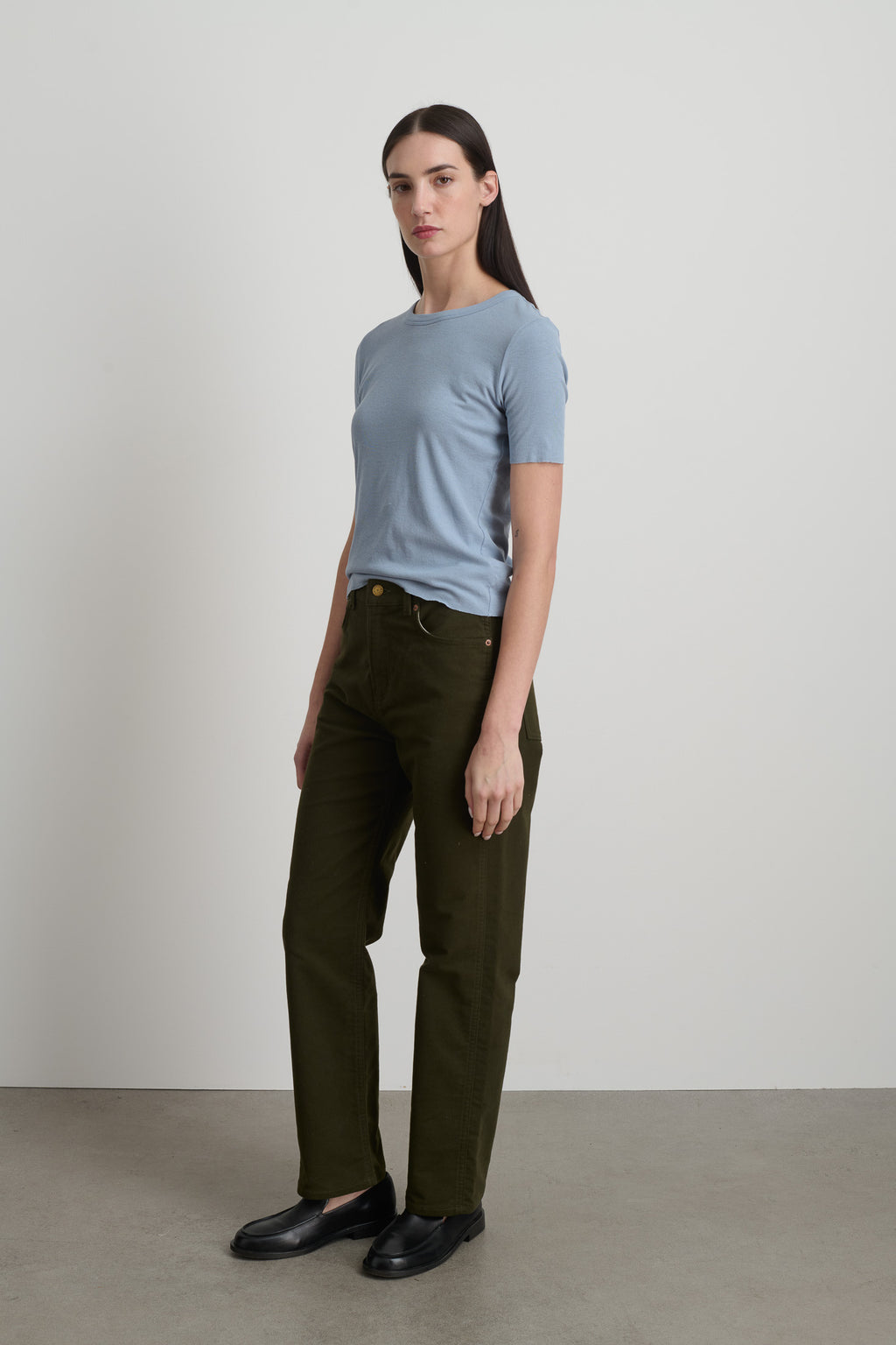 Plein High Straight Moleskin Olive