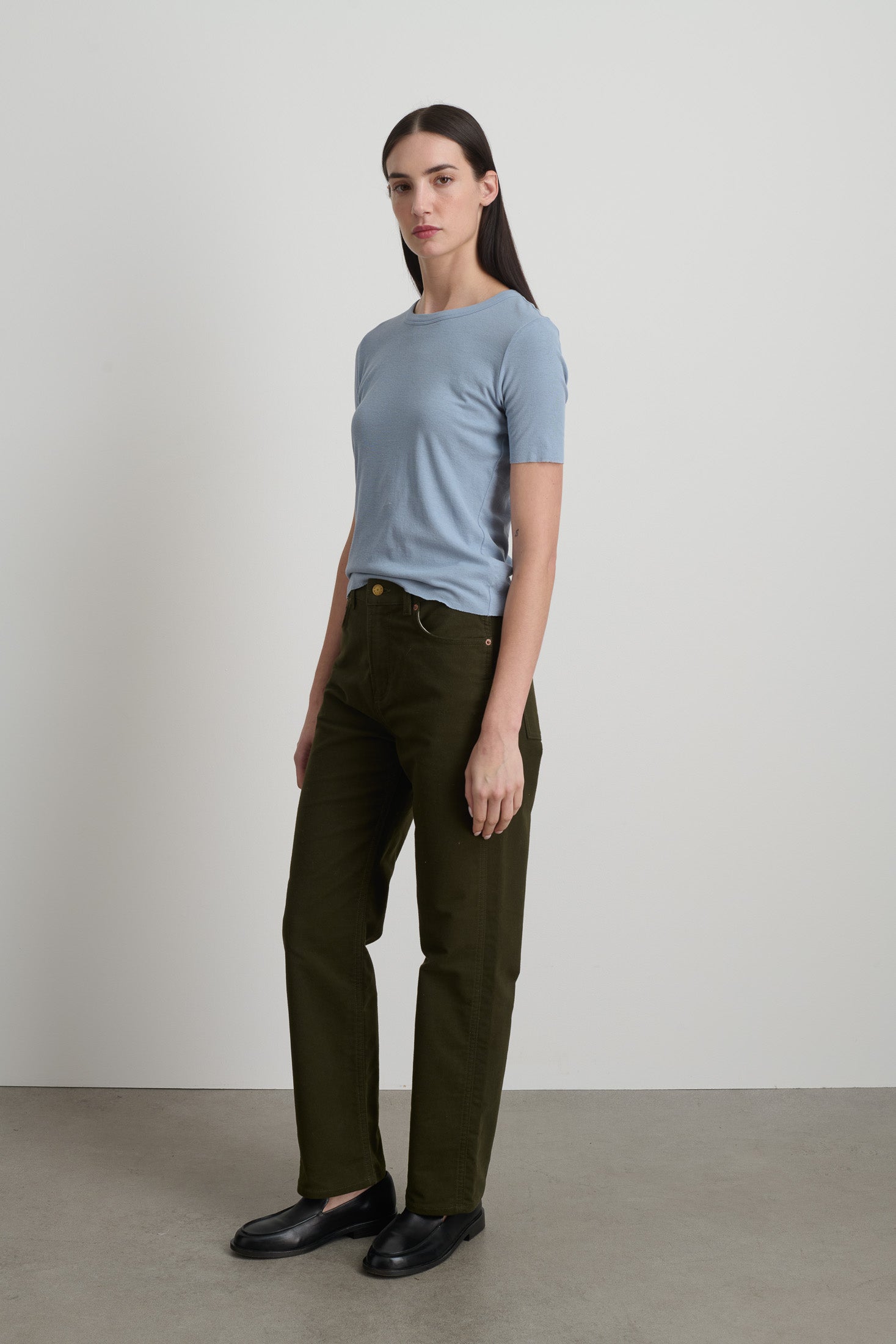 Plein High Straight Moleskin Olive