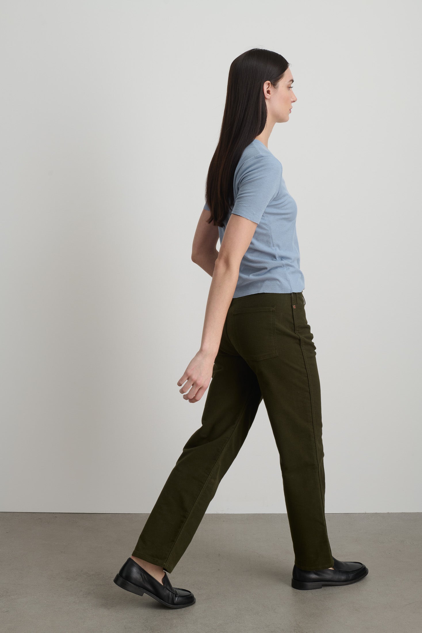 Plein High Straight Moleskin Olive