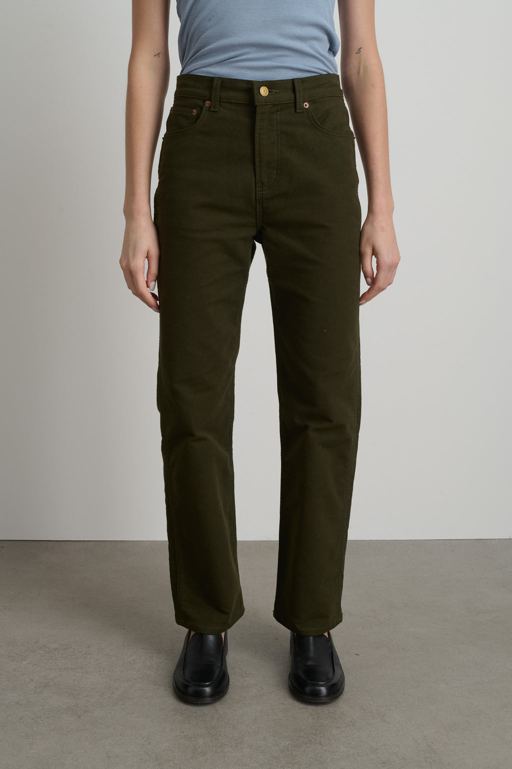 Plein High Straight Moleskin Olive