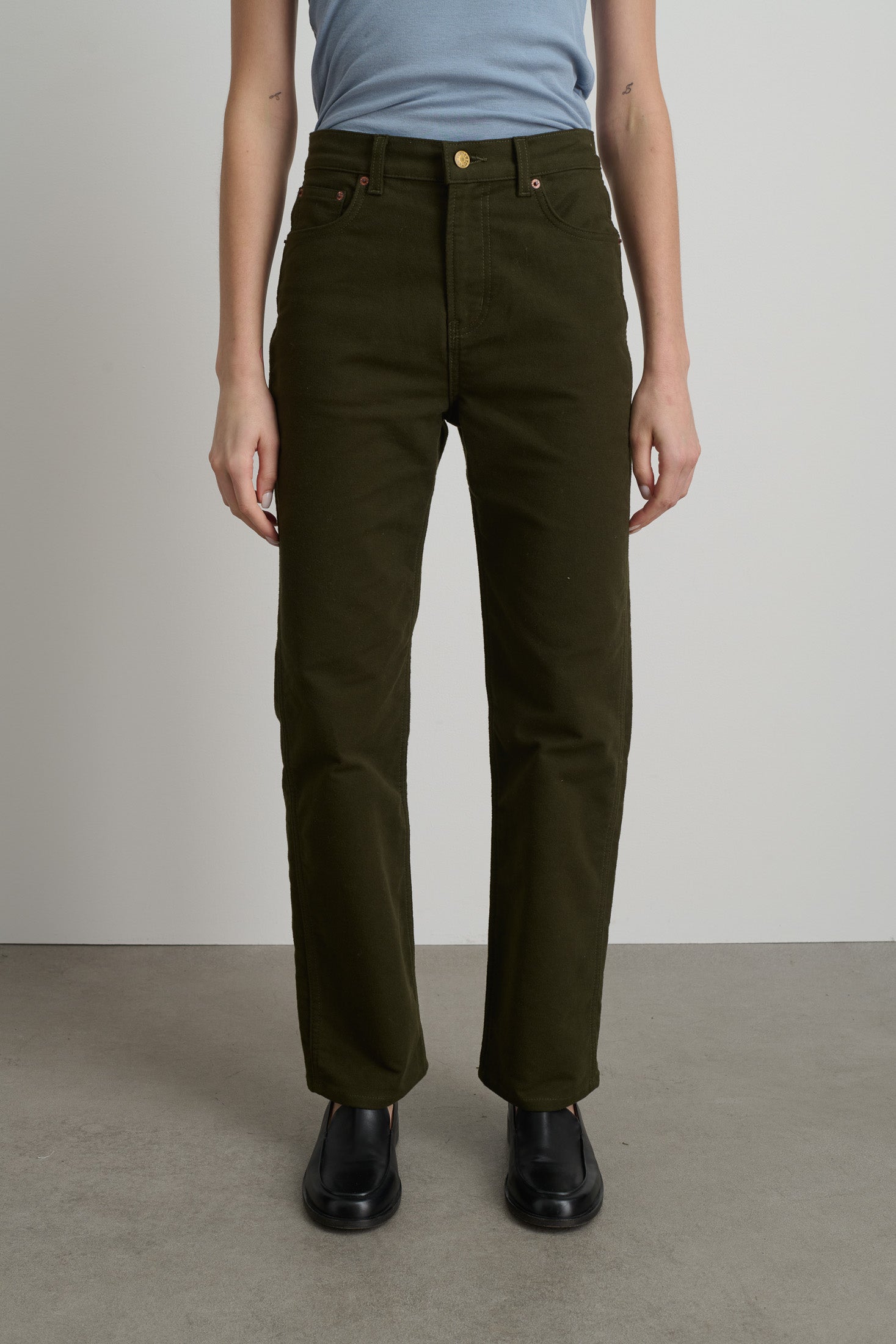 Plein High Straight Moleskin Olive