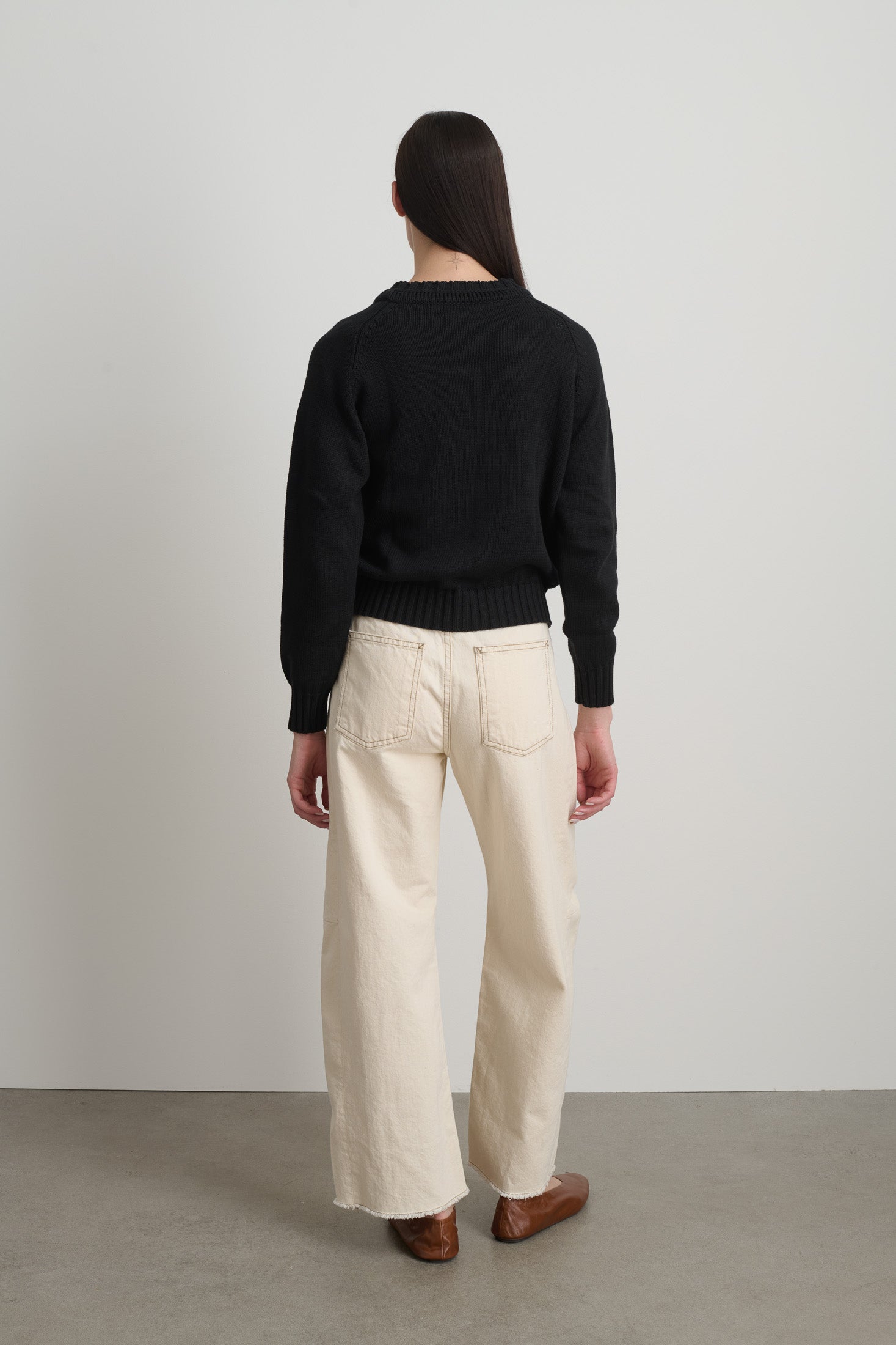 Basket Weave Crewneck Black