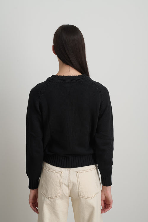 Basket Weave Crewneck Black