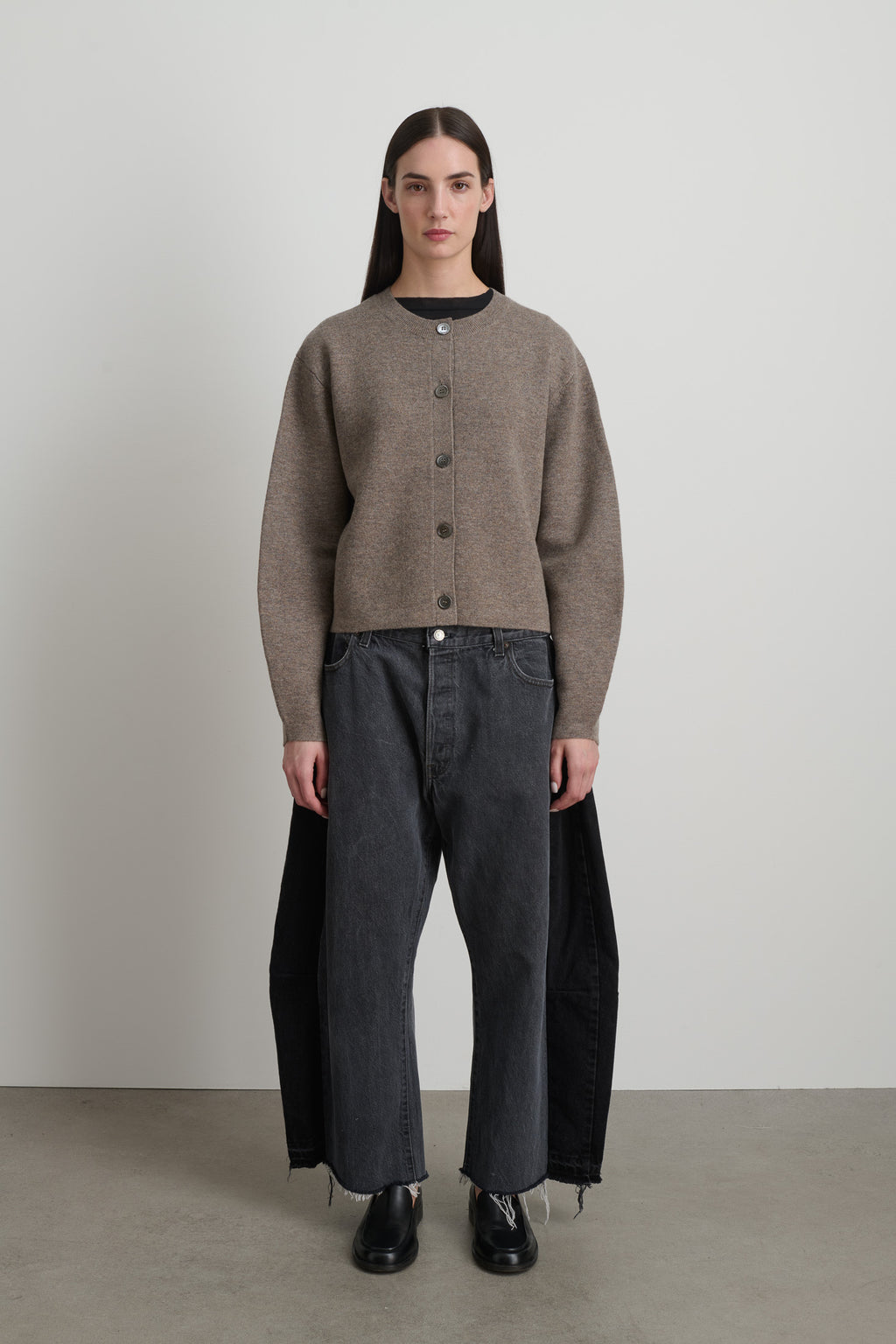 Classic Cardigan Walnut Washed Cashmere