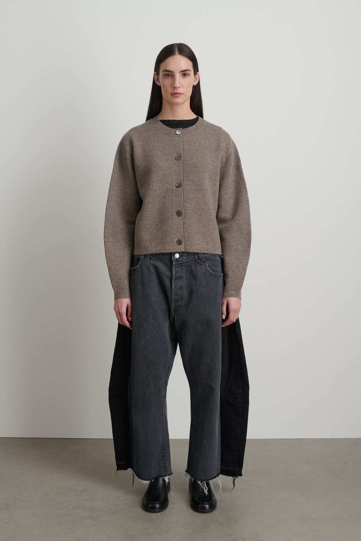 Classic Cardigan Walnut Washed Cashmere