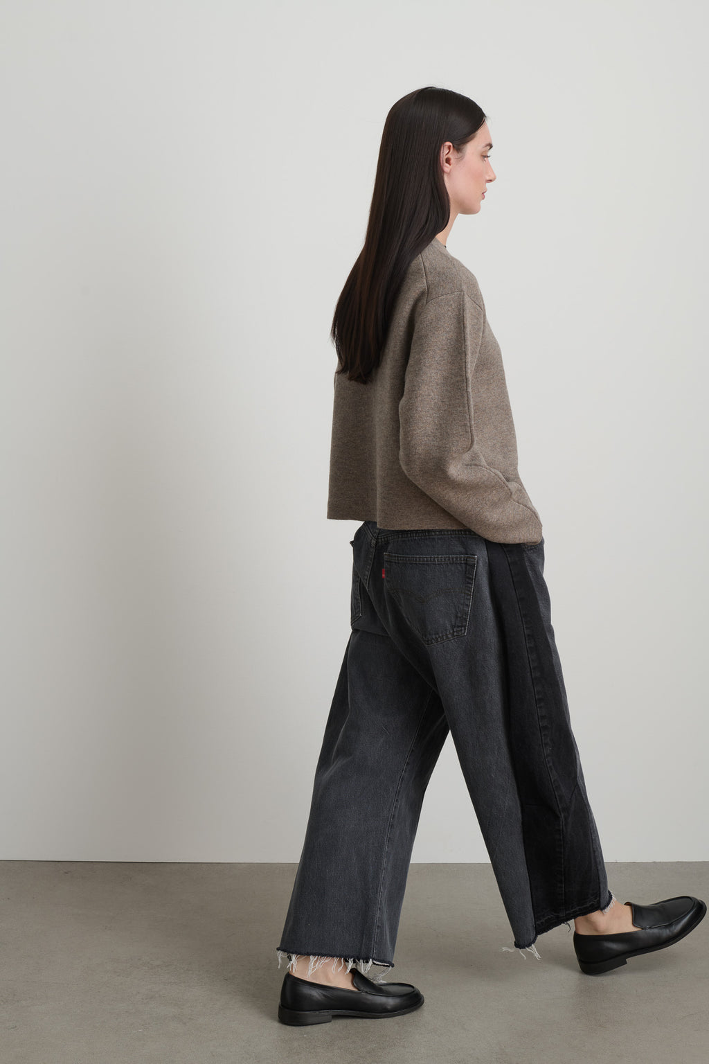 Classic Cardigan Walnut Washed Cashmere
