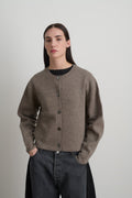 Classic Cardigan Walnut Washed Cashmere