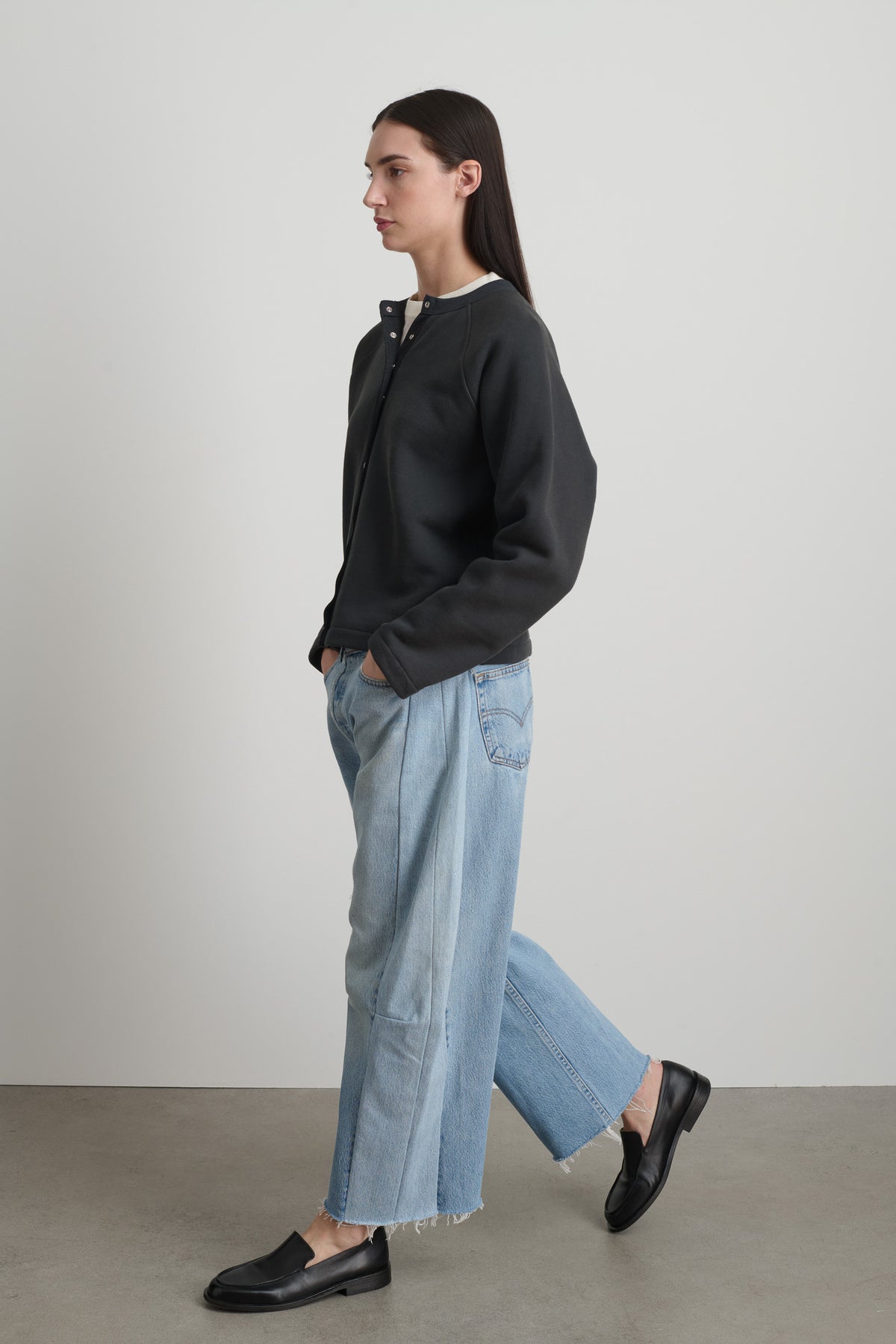Snap Cardigan Vintage Black Overdye