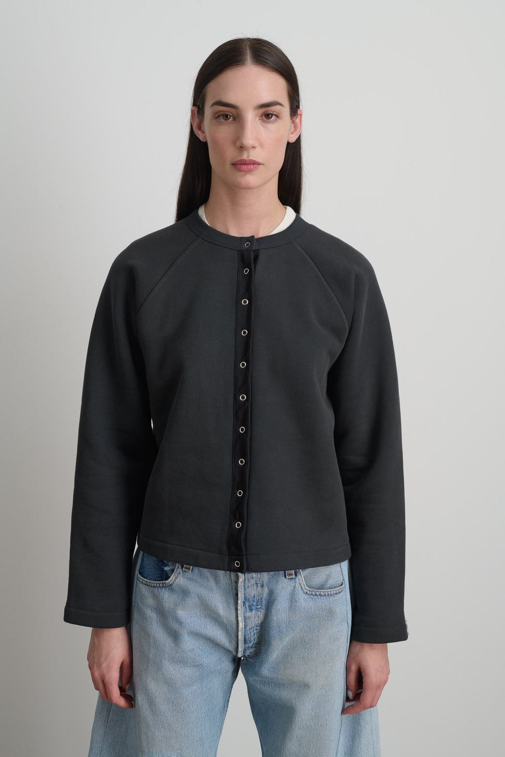 Snap Cardigan Vintage Black Overdye
