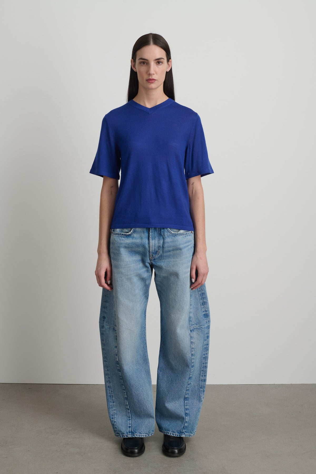 Short Sleeve V Neck Cobalt