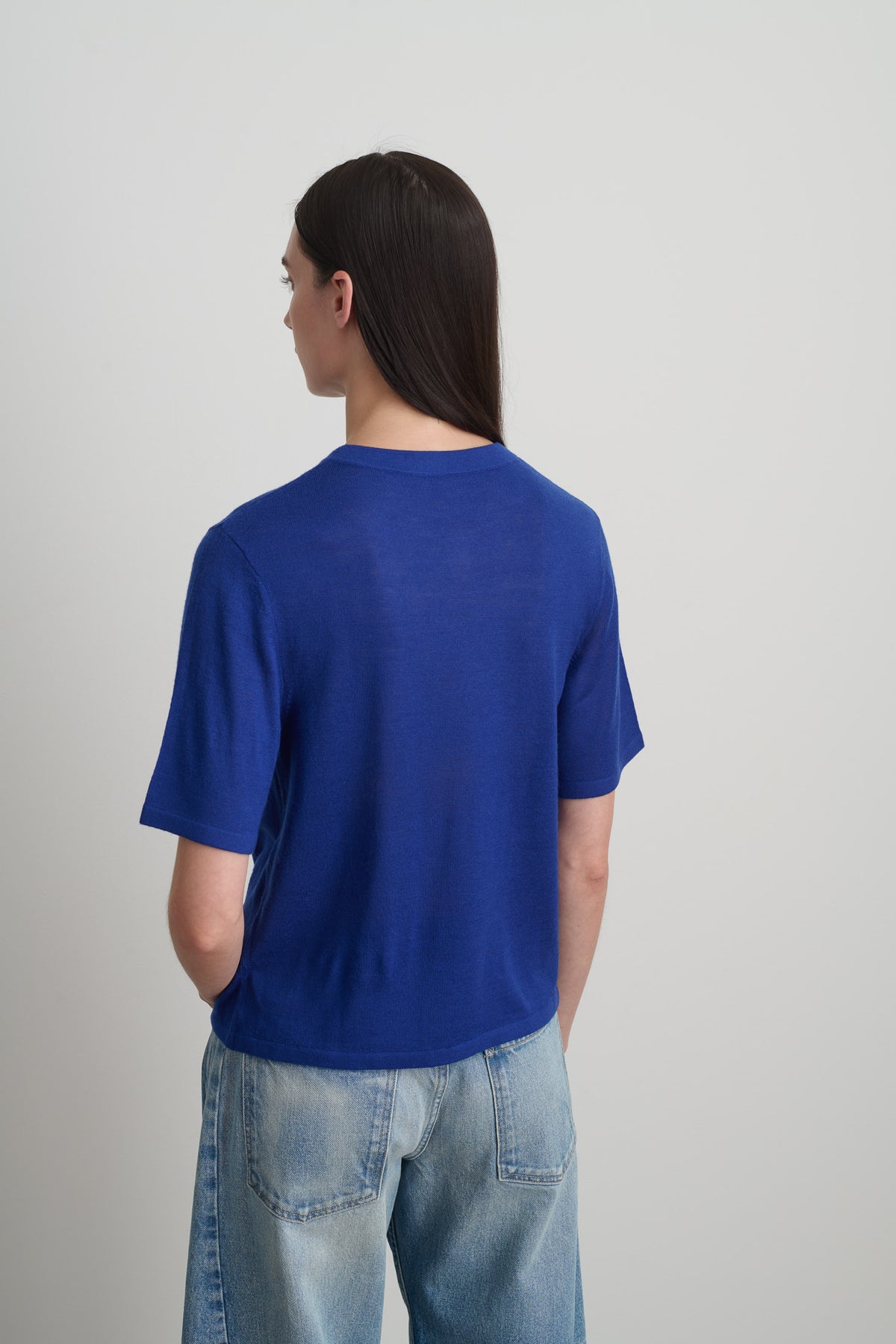 Short Sleeve V Neck Cobalt