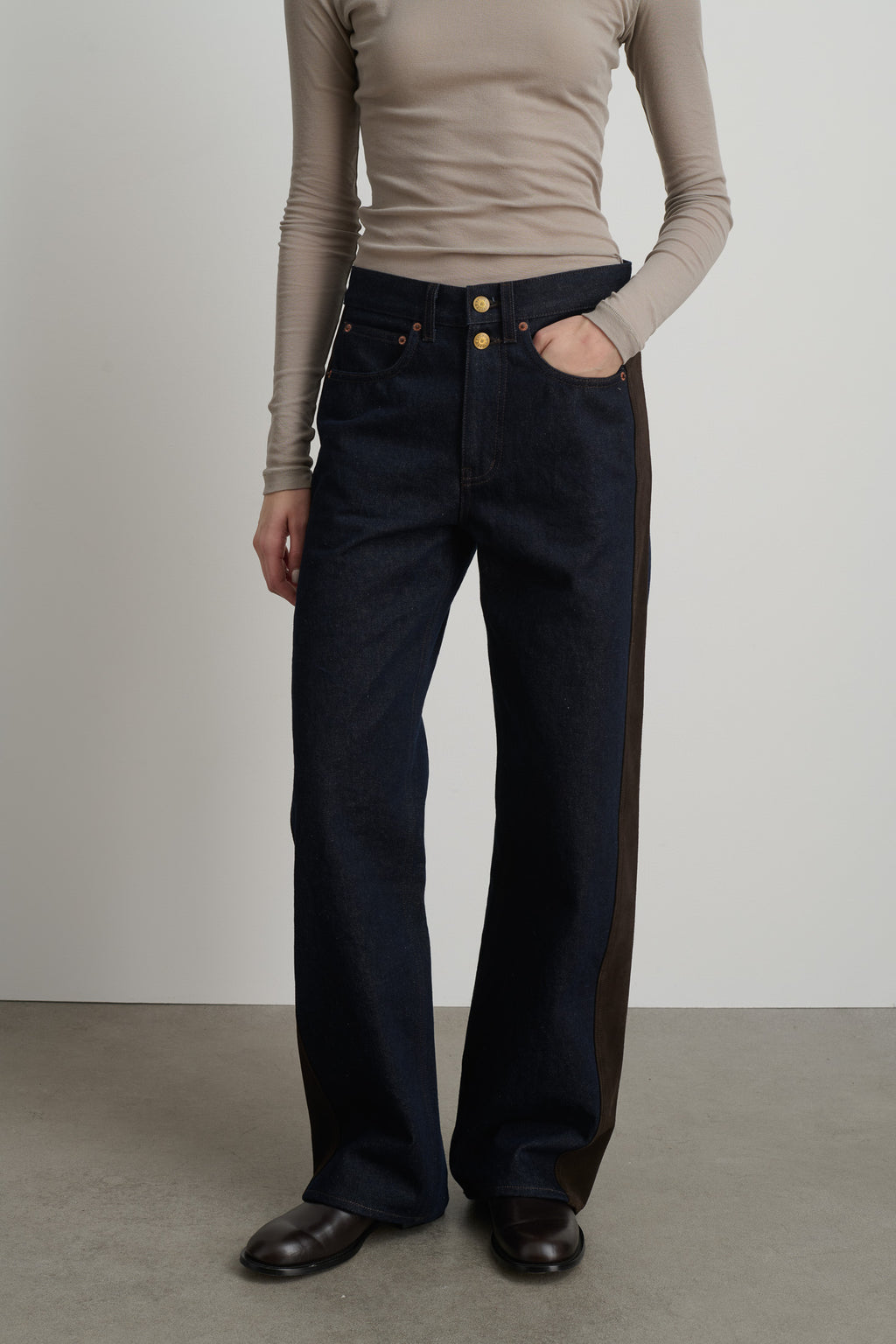 Evan Jean Indigo Brown Rinse / Espresso Suede