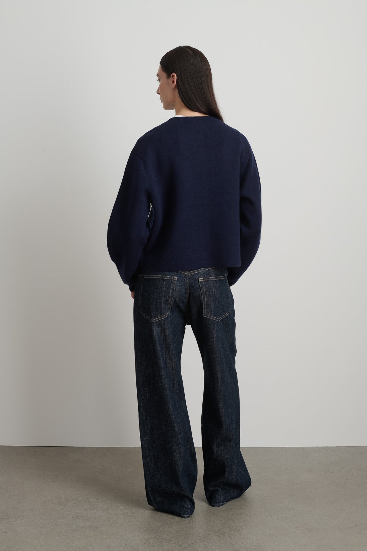 Classic Cardigan Marine Washed Cashmere
